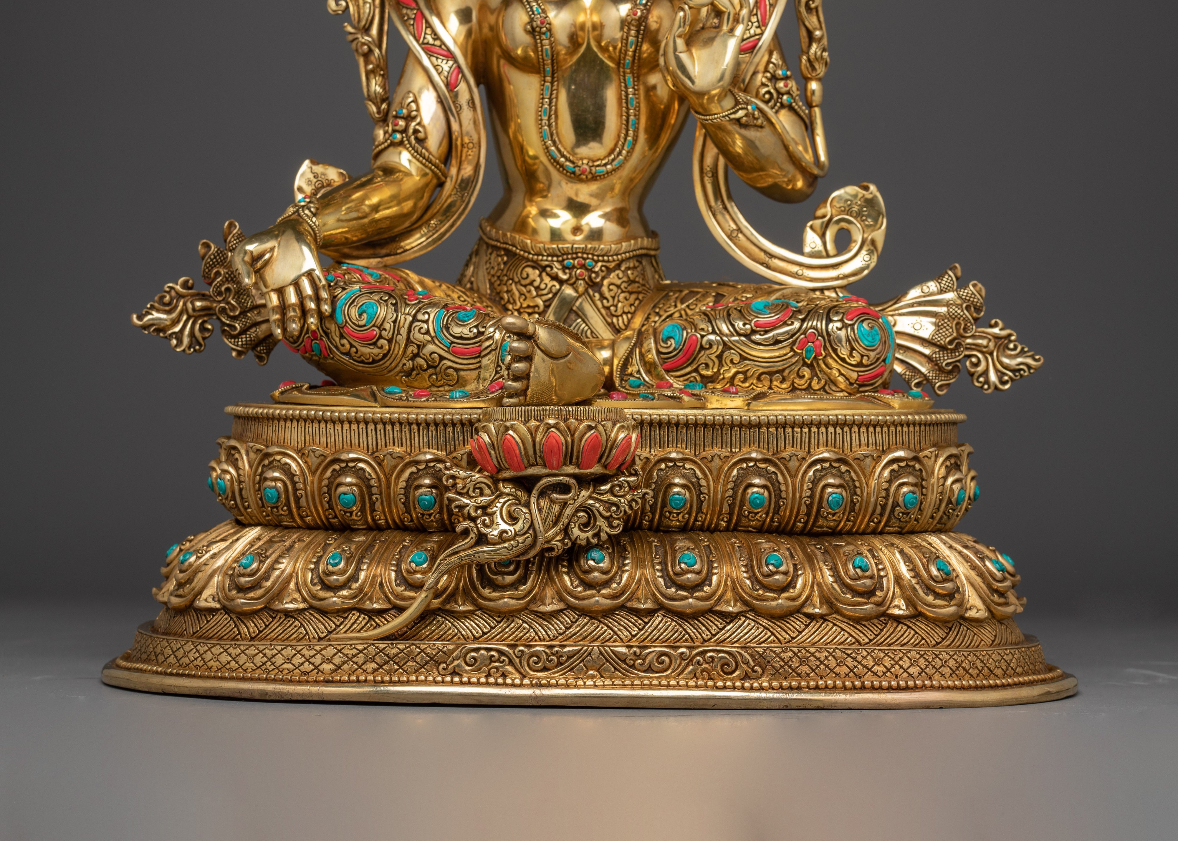 Handmade Green Tara Statue : Swift Liberator Goddess