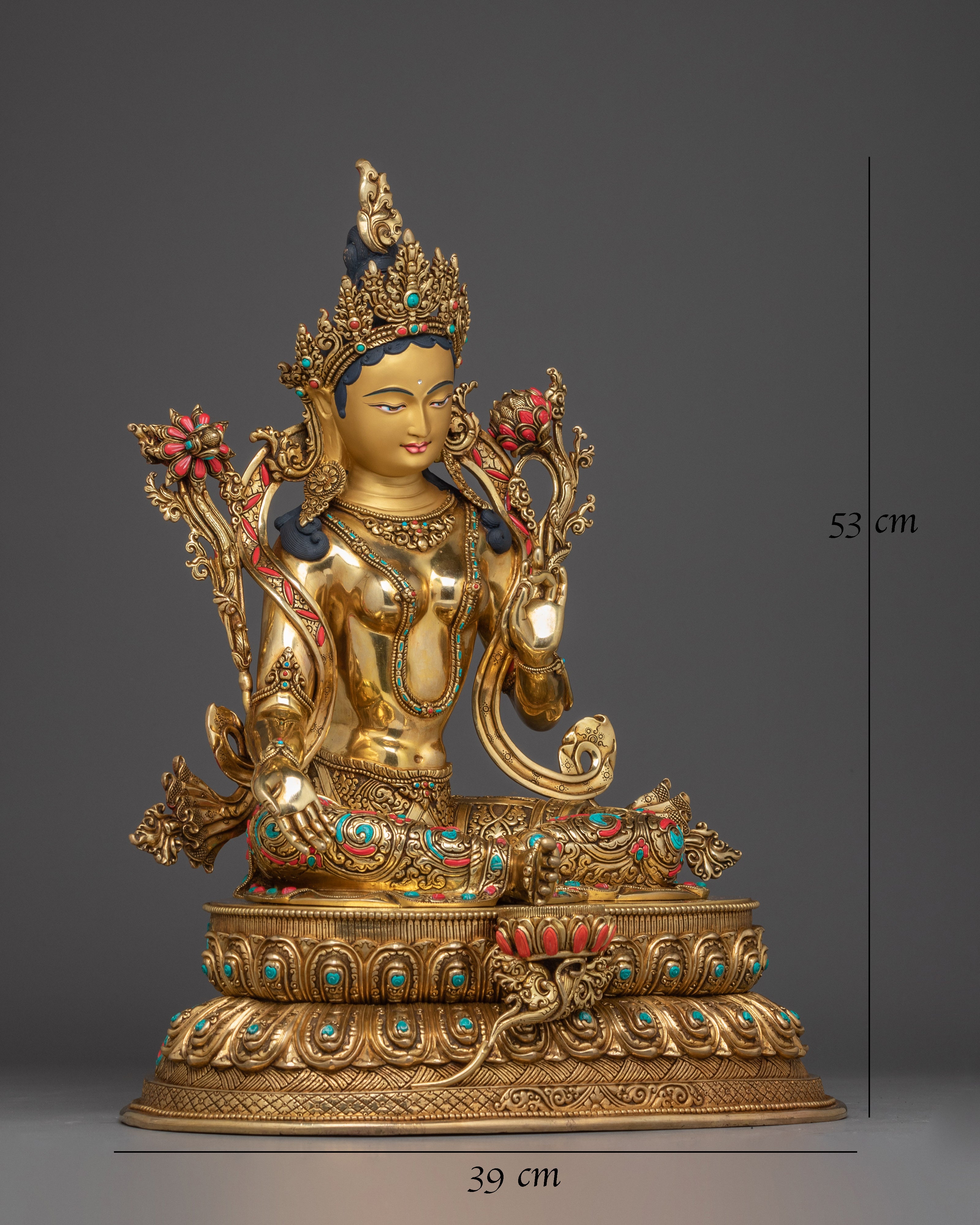 Handmade Green Tara Statue : Swift Liberator Goddess
