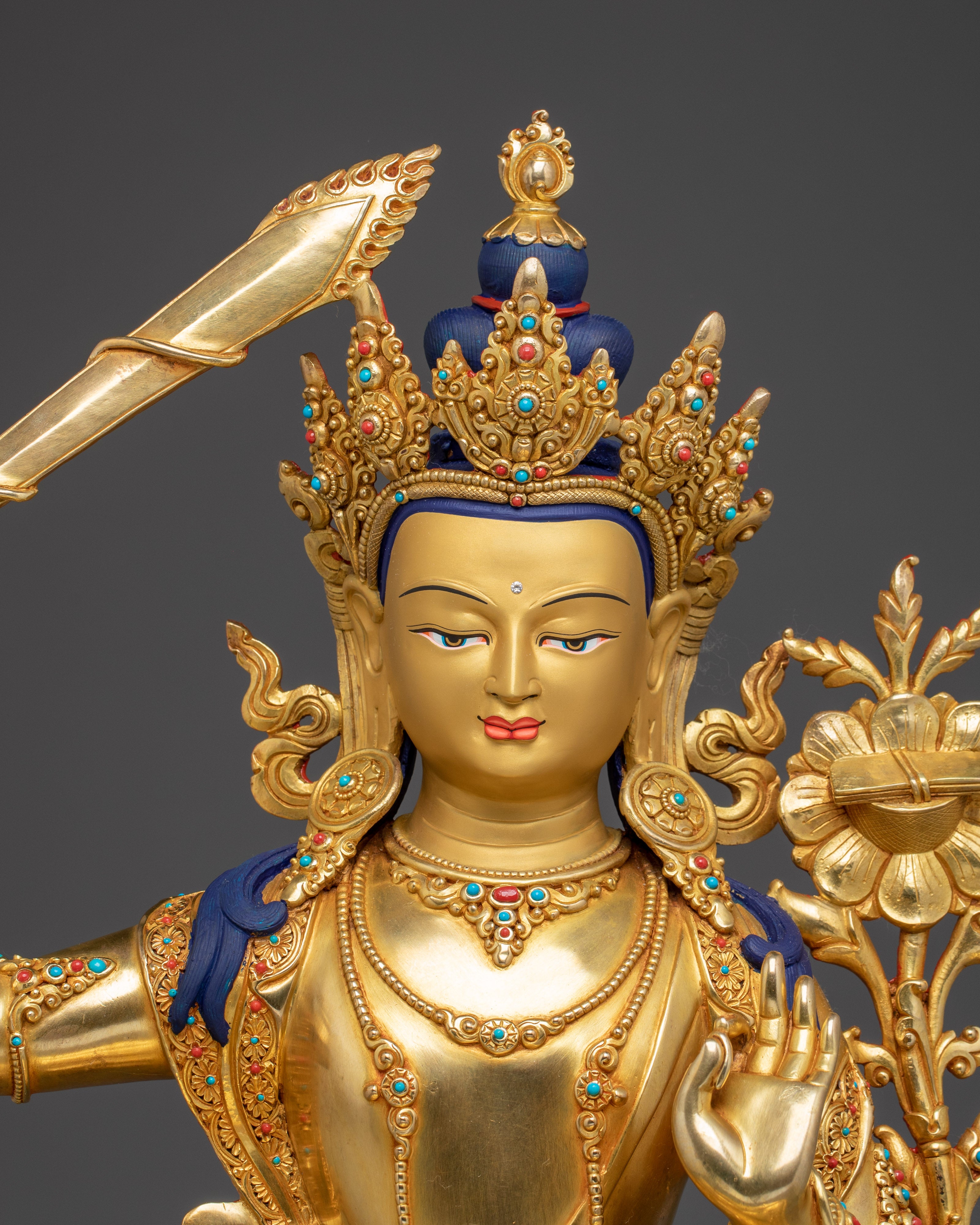 Golden Manjushri Statue: Home Decor for Meditation