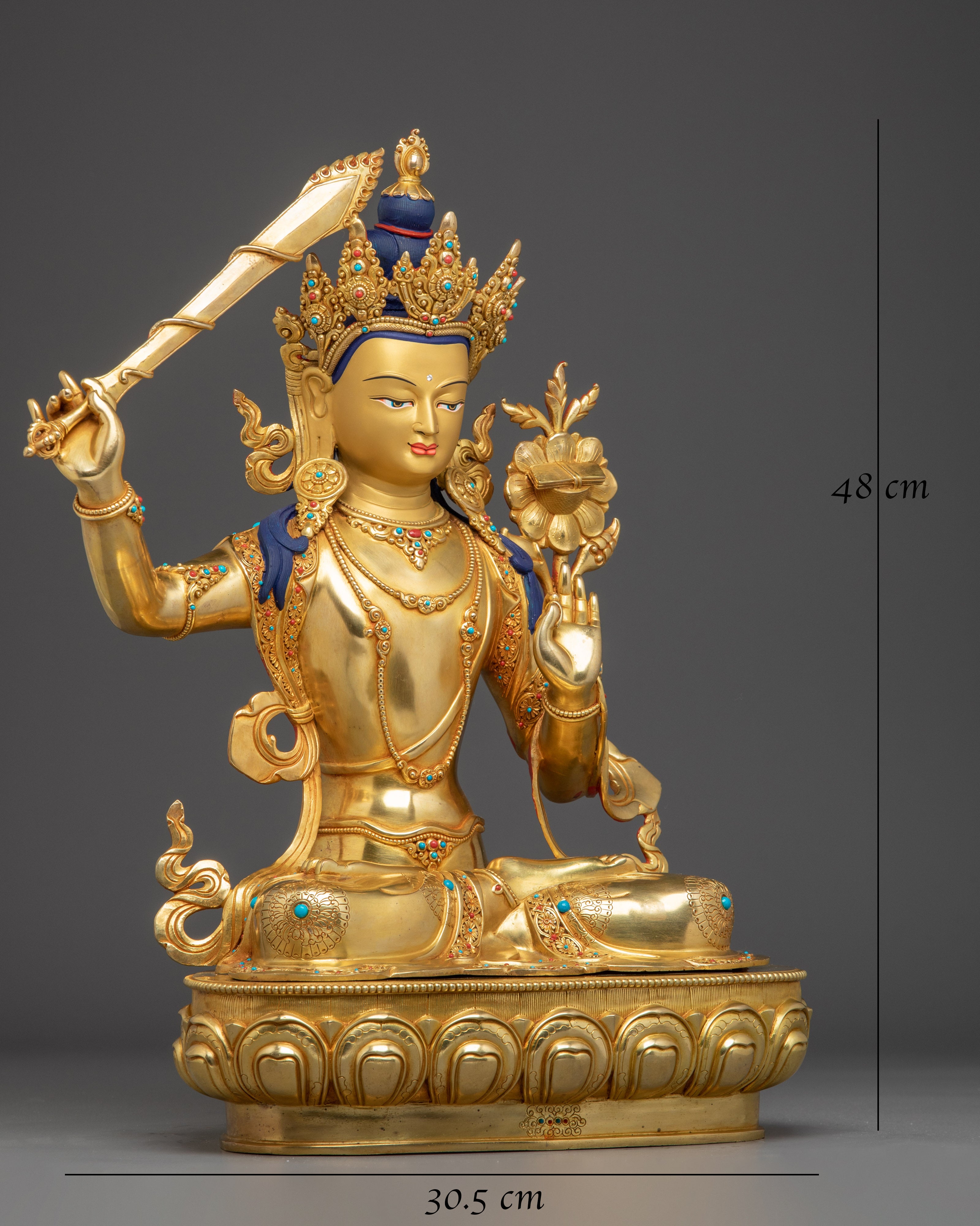 Golden Manjushri Statue: Home Decor for Meditation