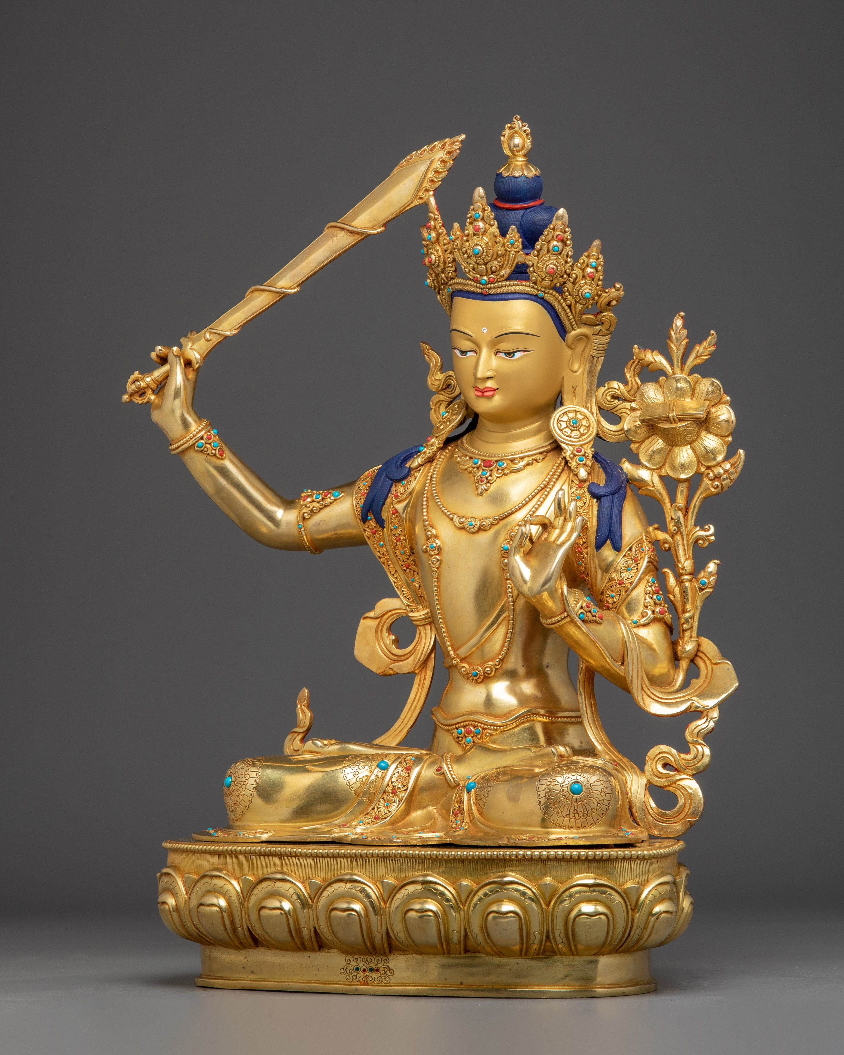 Golden Manjushri Statue: Home Decor for Meditation
