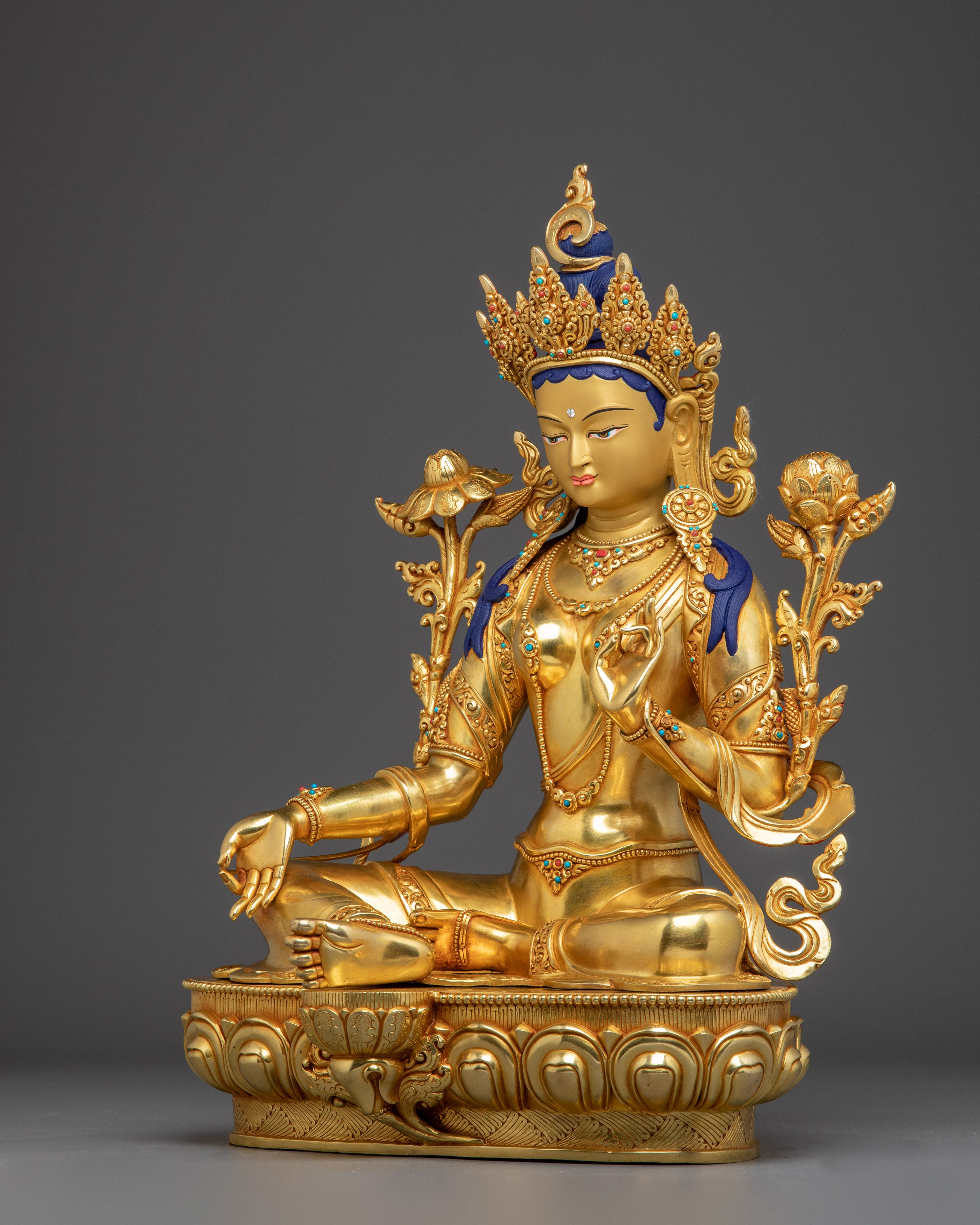 Gold Gilded Icon Green Tara | Himalayan Deity of Loving Wisdom