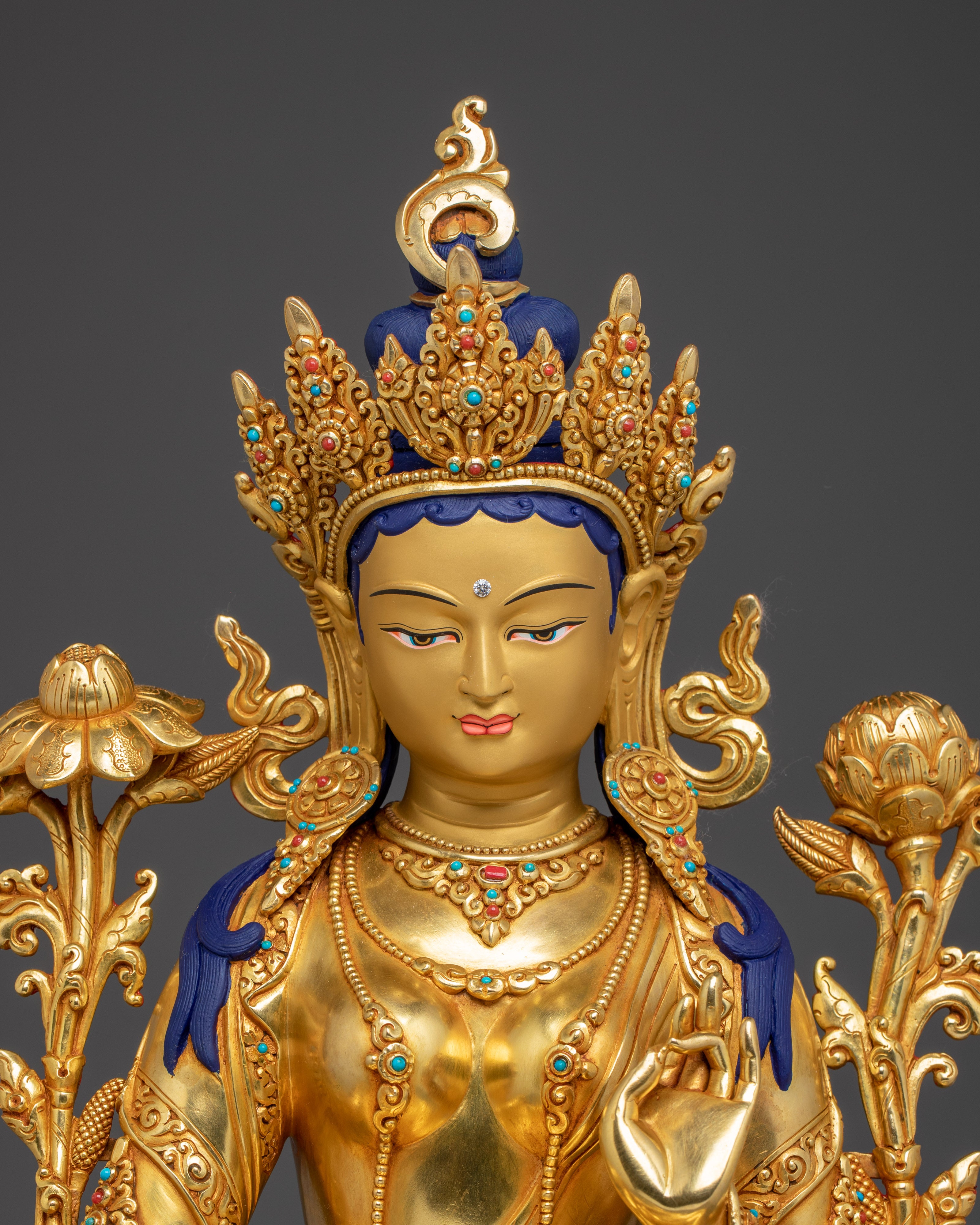 Gold Gilded Icon Green Tara | Himalayan Deity of Loving Wisdom