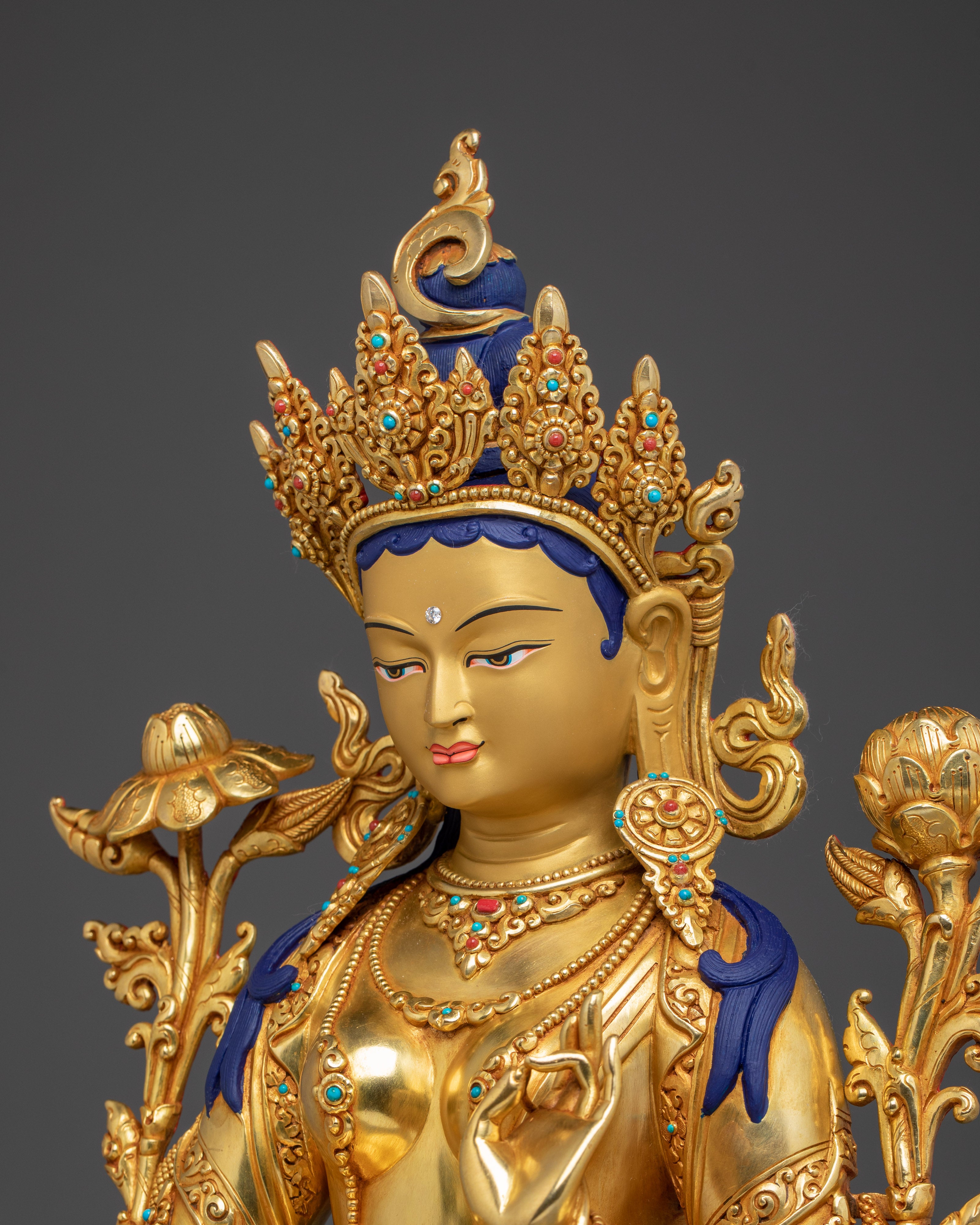 Gold Gilded Icon Green Tara | Himalayan Deity of Loving Wisdom
