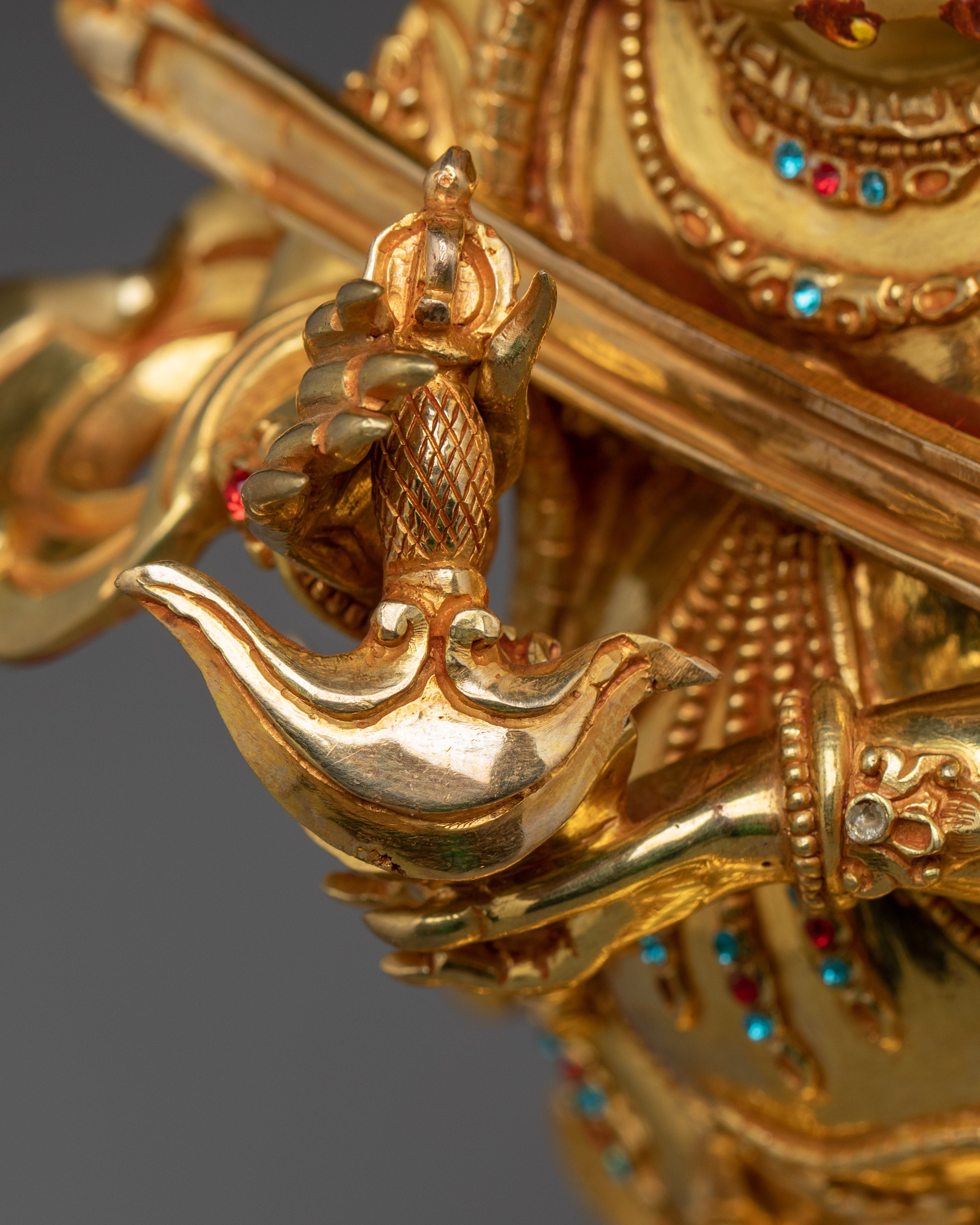 Dharma Protector Sakya Mahakala | Gold Gilded Nepali Statue