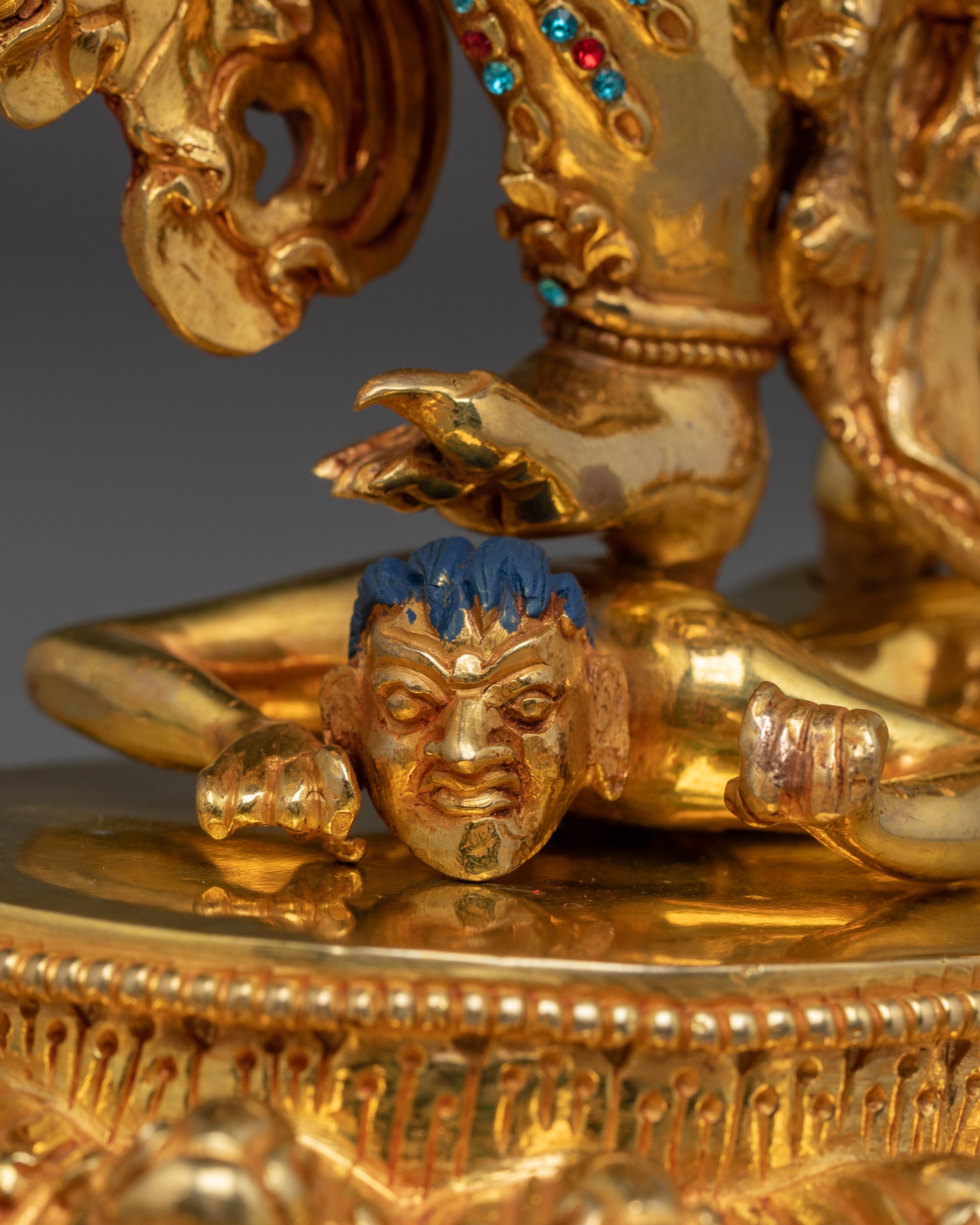 Dharma Protector Sakya Mahakala | Gold Gilded Nepali Statue