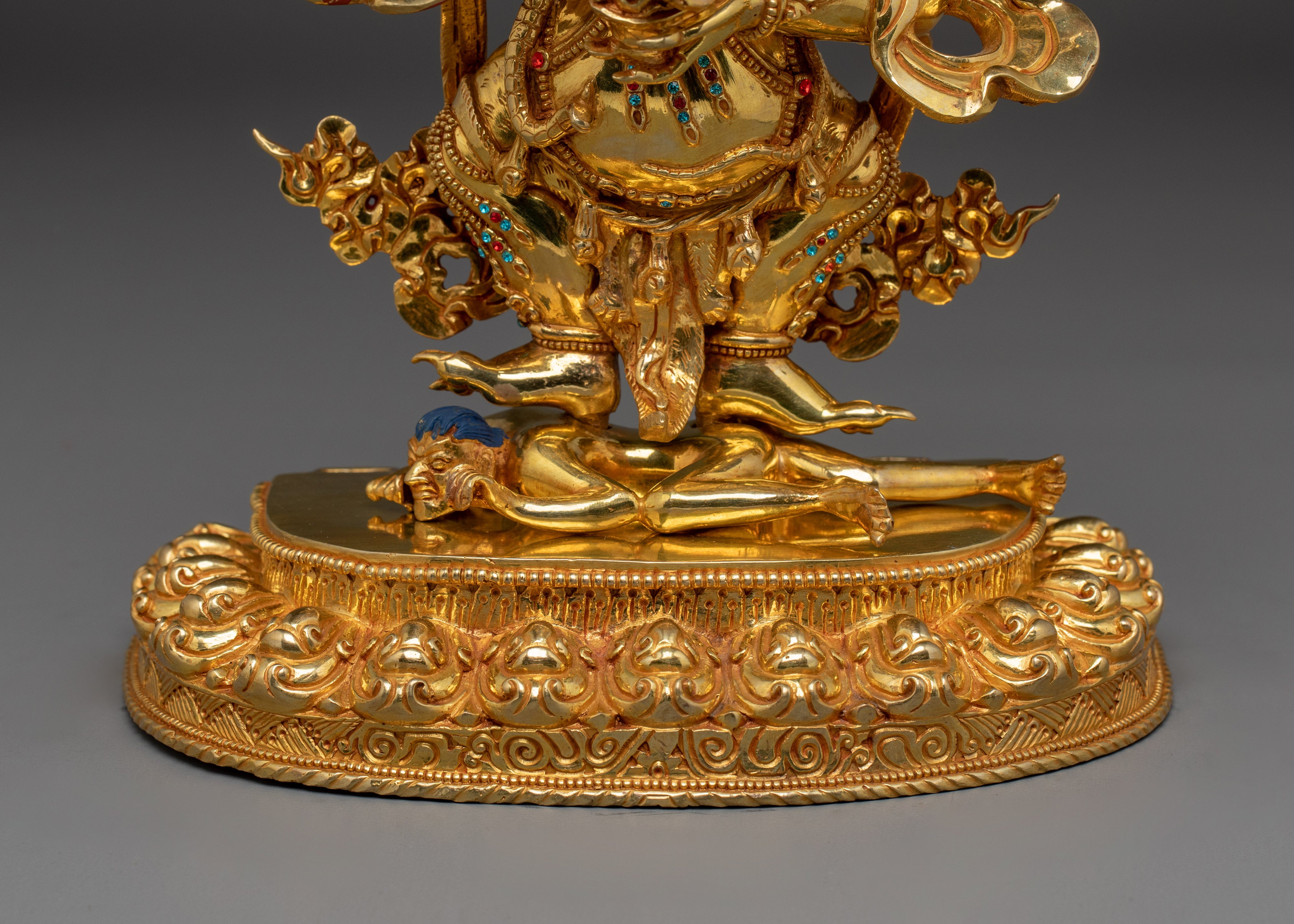 Dharma Protector Sakya Mahakala | Gold Gilded Nepali Statue