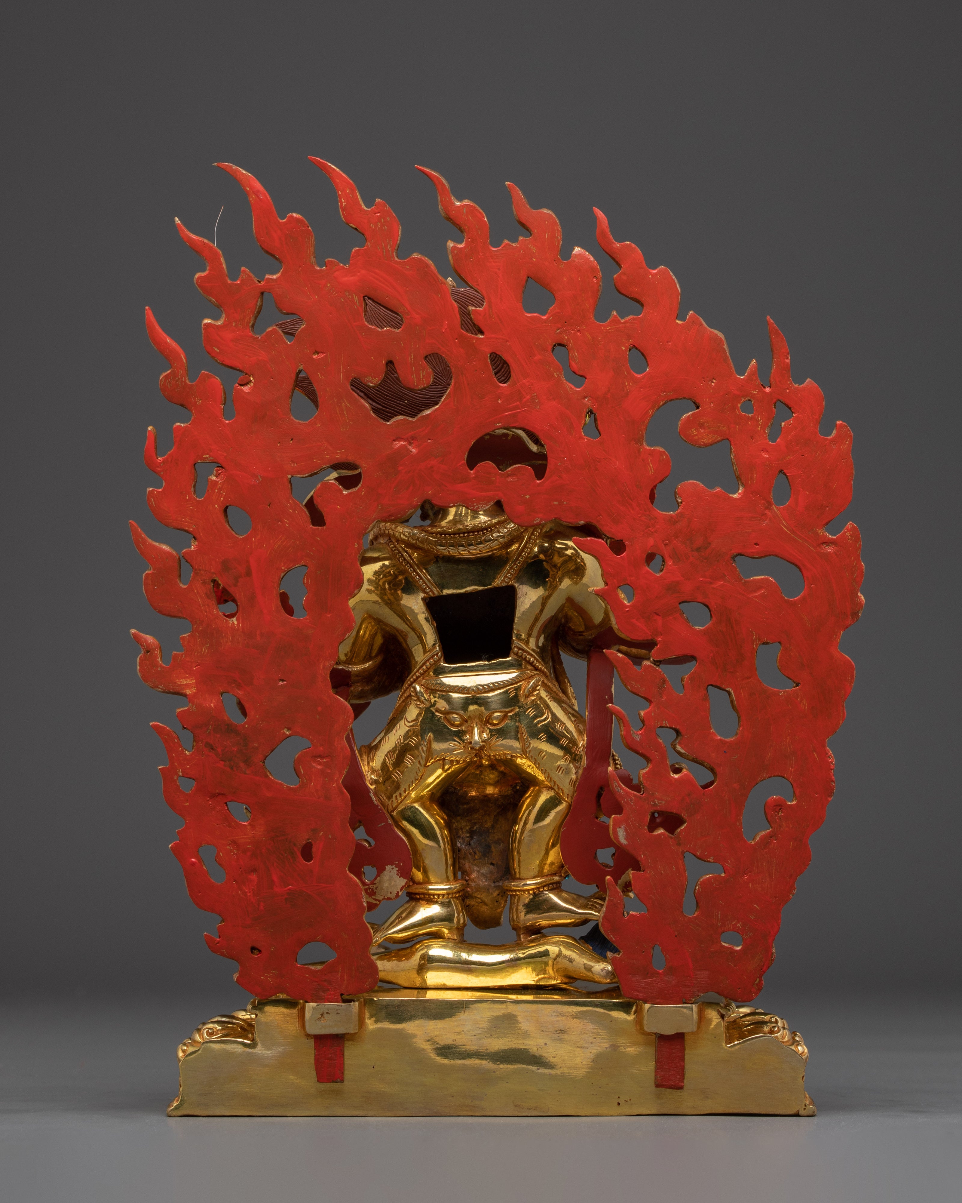 Dharma Protector Sakya Mahakala | Gold Gilded Nepali Statue