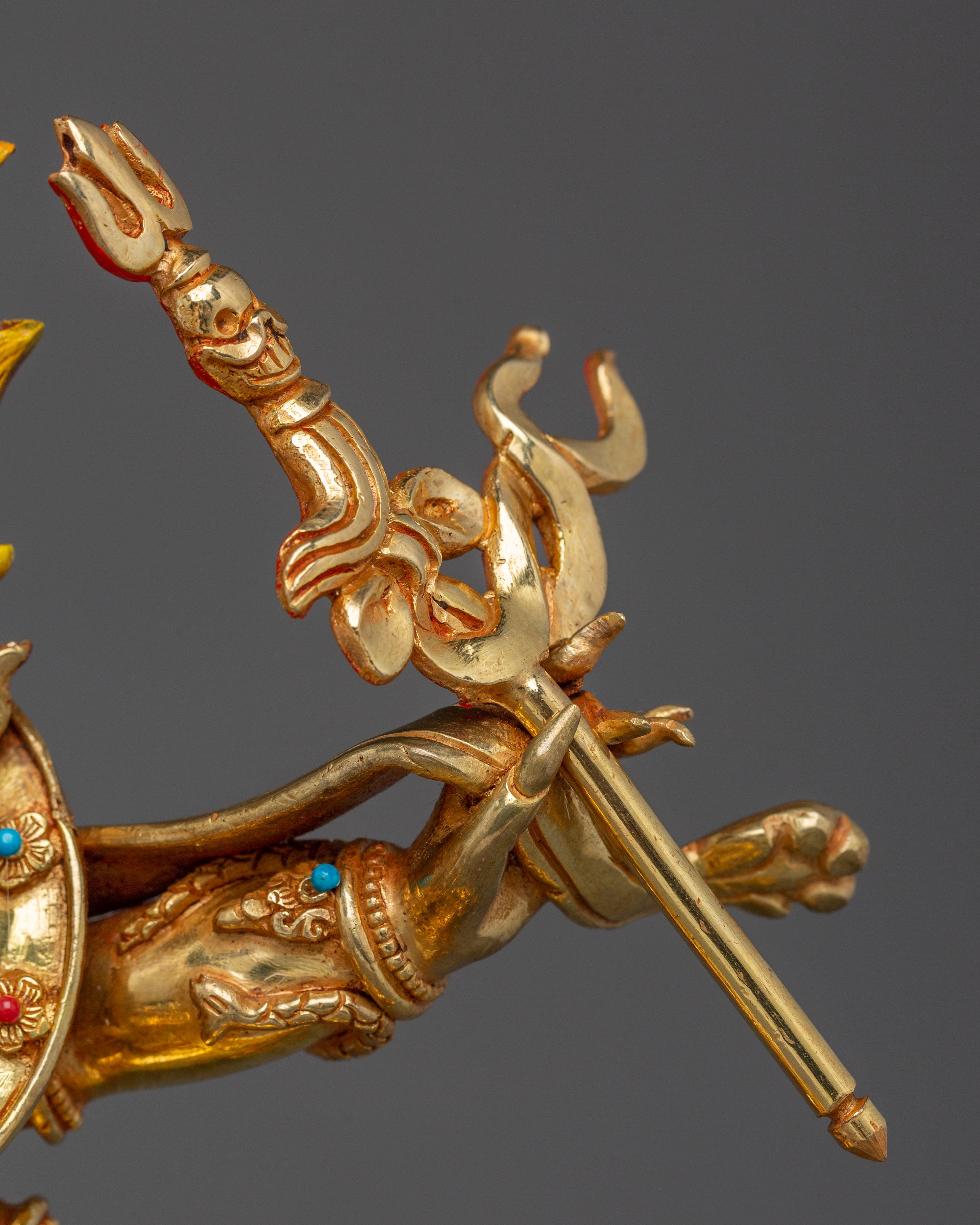 Six-Armed Mahakala Statue with 24K Gold Gilding | Spiritual & Meditation Decor