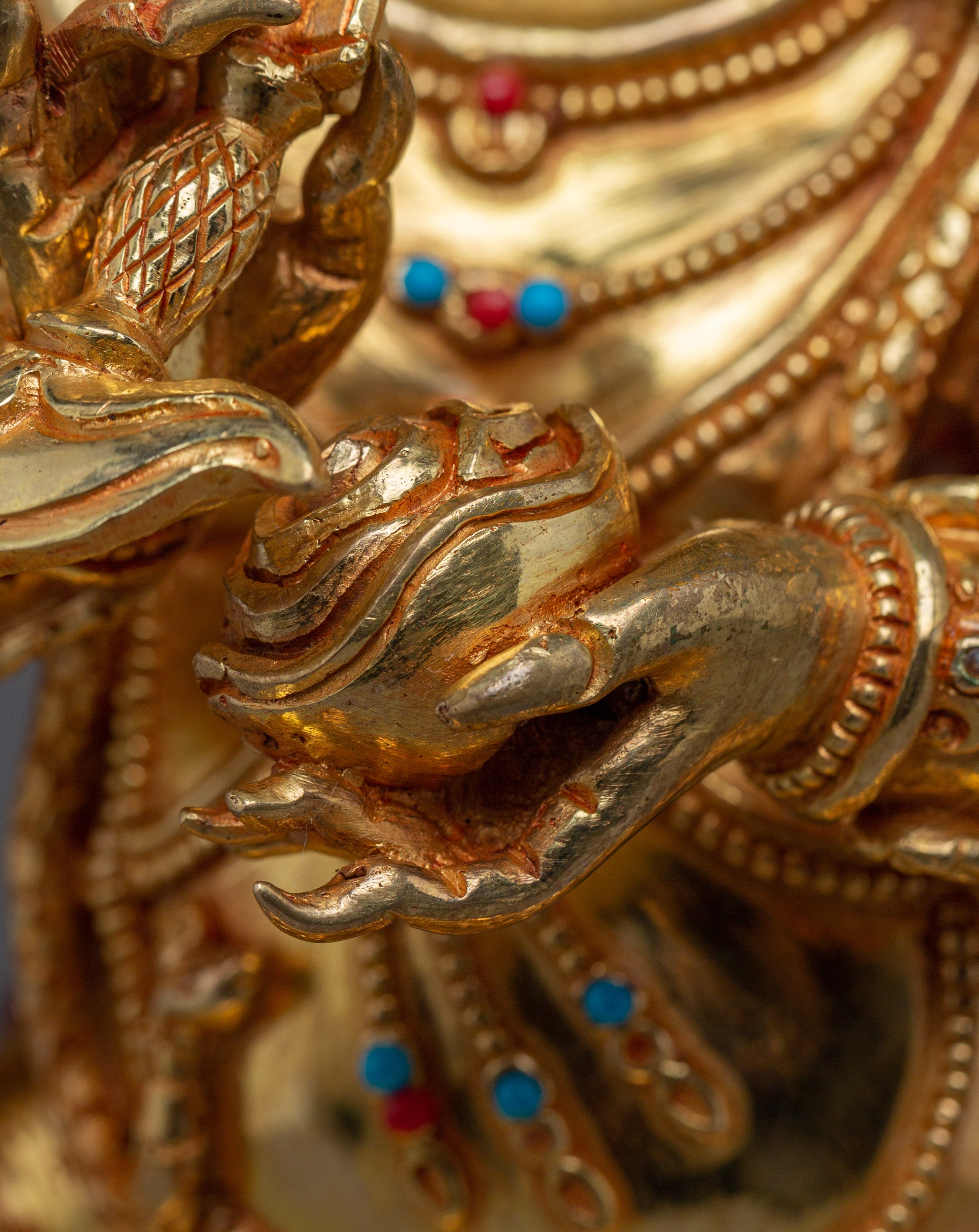 Six-Armed Mahakala Statue with 24K Gold Gilding | Spiritual & Meditation Decor