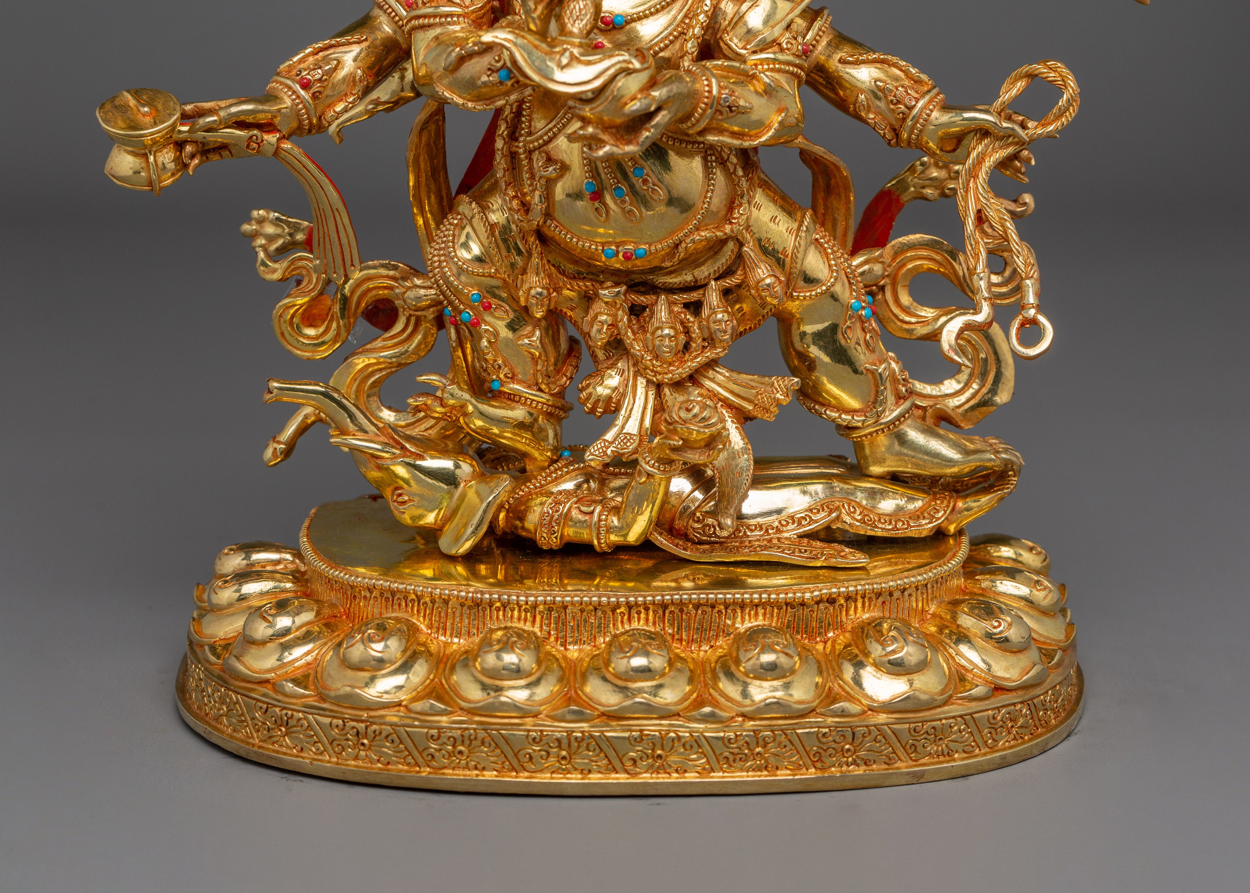 Six-Armed Mahakala Statue with 24K Gold Gilding | Spiritual & Meditation Decor