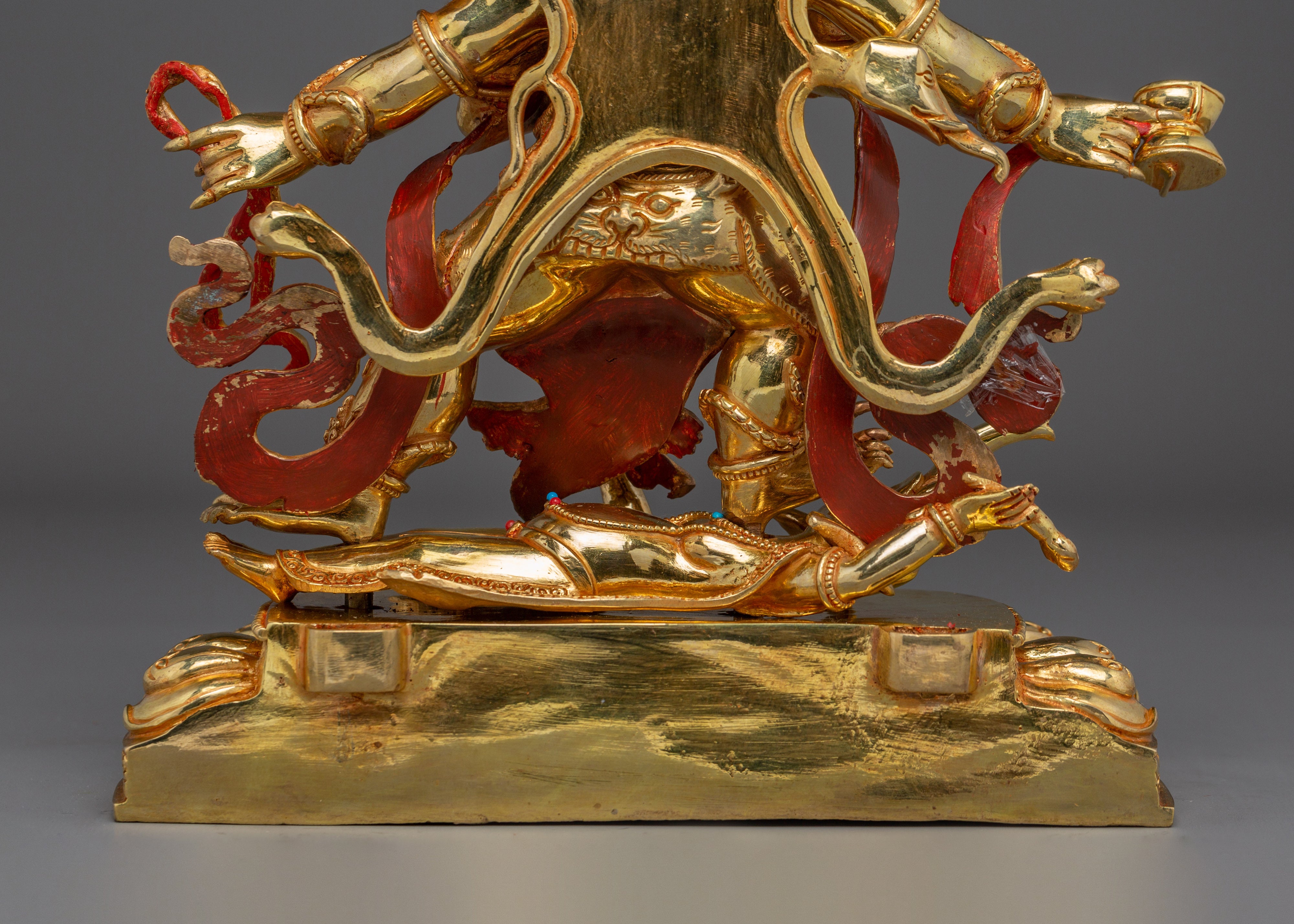 Six-Armed Mahakala Statue with 24K Gold Gilding | Spiritual & Meditation Decor