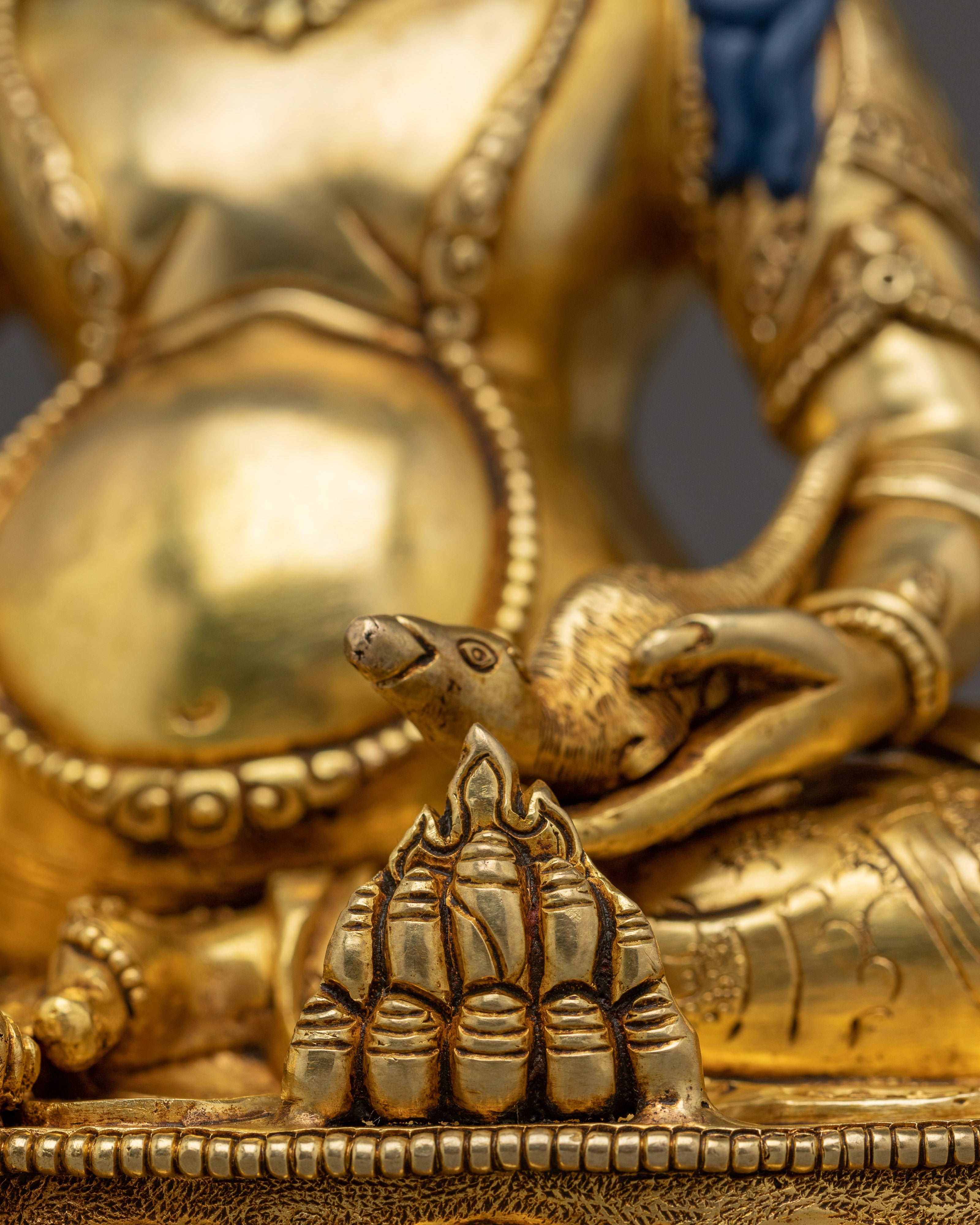 Gold Gilded Dzambhala Sculpture for Wealth | Spiritual Wealth & Prosperity Deity