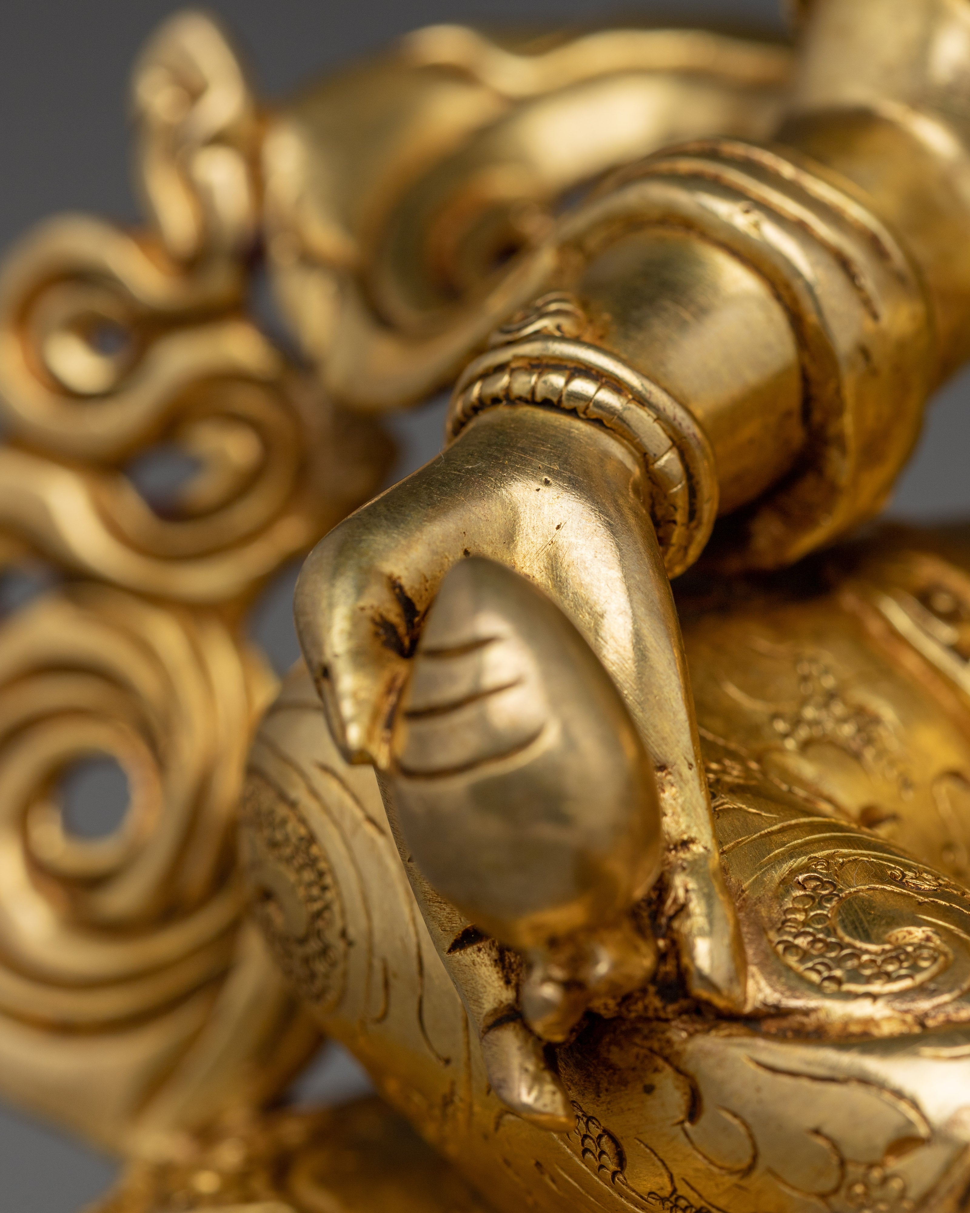 Gold Gilded Dzambhala Sculpture for Wealth | Spiritual Wealth & Prosperity Deity