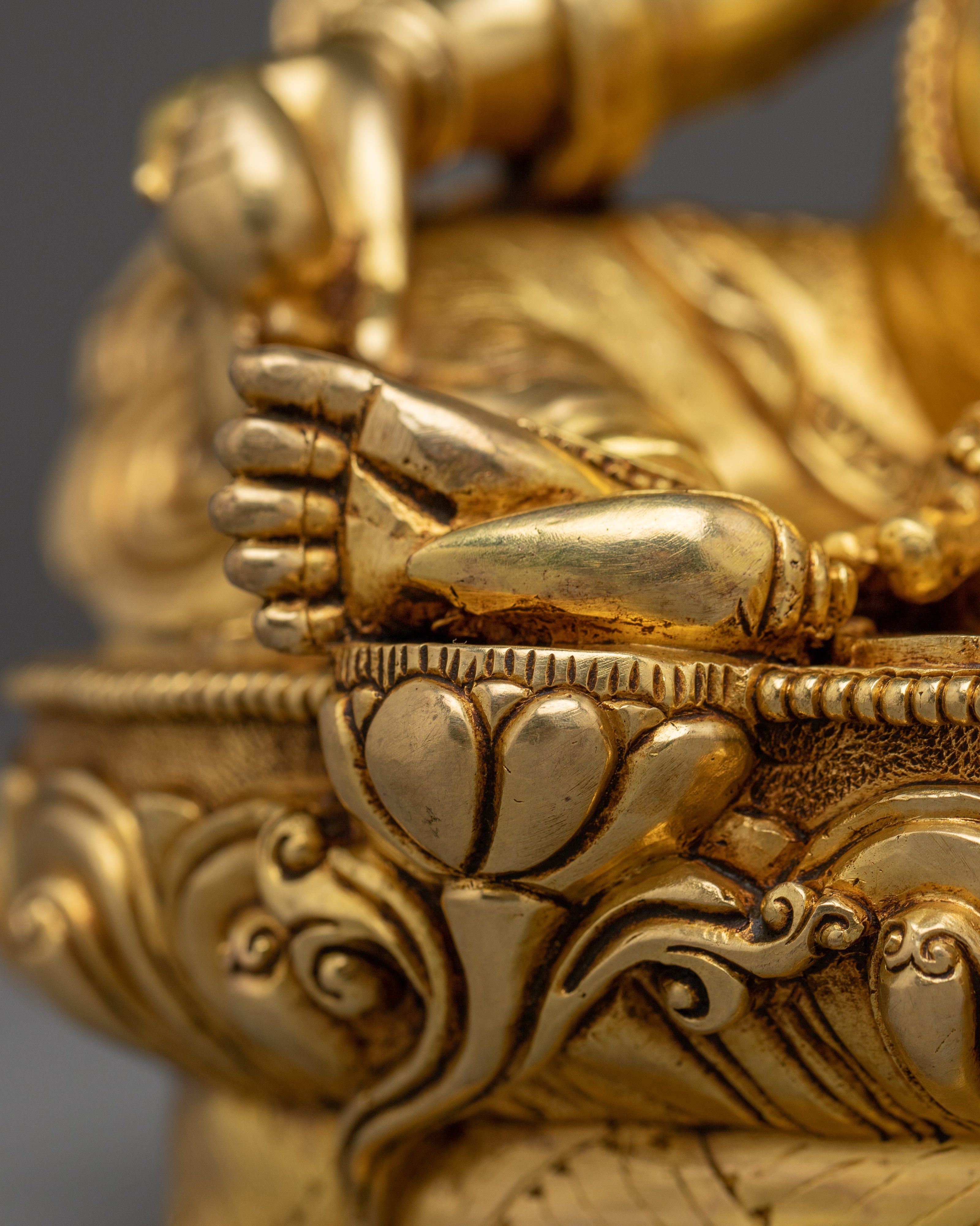 Gold Gilded Dzambhala Sculpture for Wealth | Spiritual Wealth & Prosperity Deity