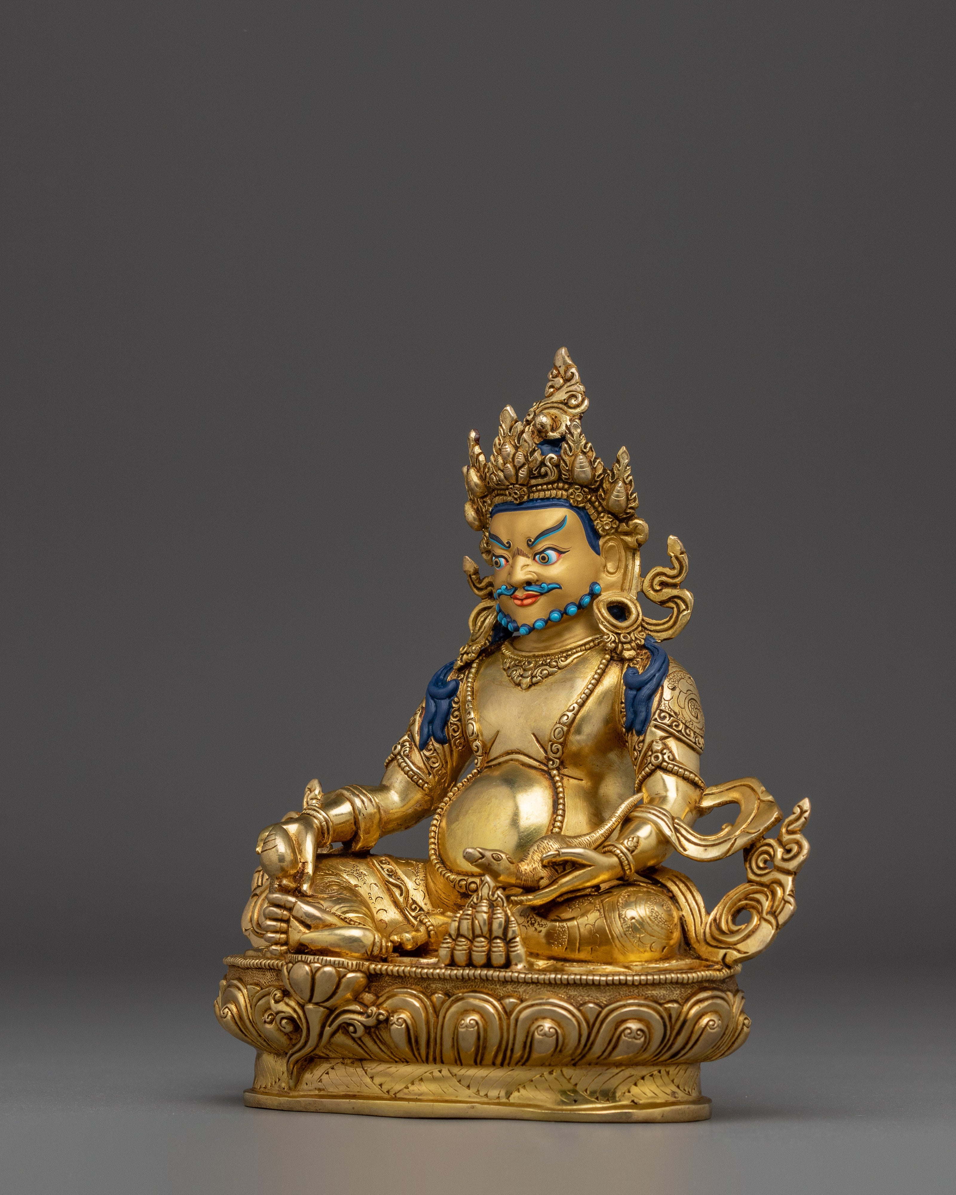 Gold Gilded Dzambhala Sculpture for Wealth | Spiritual Wealth & Prosperity Deity