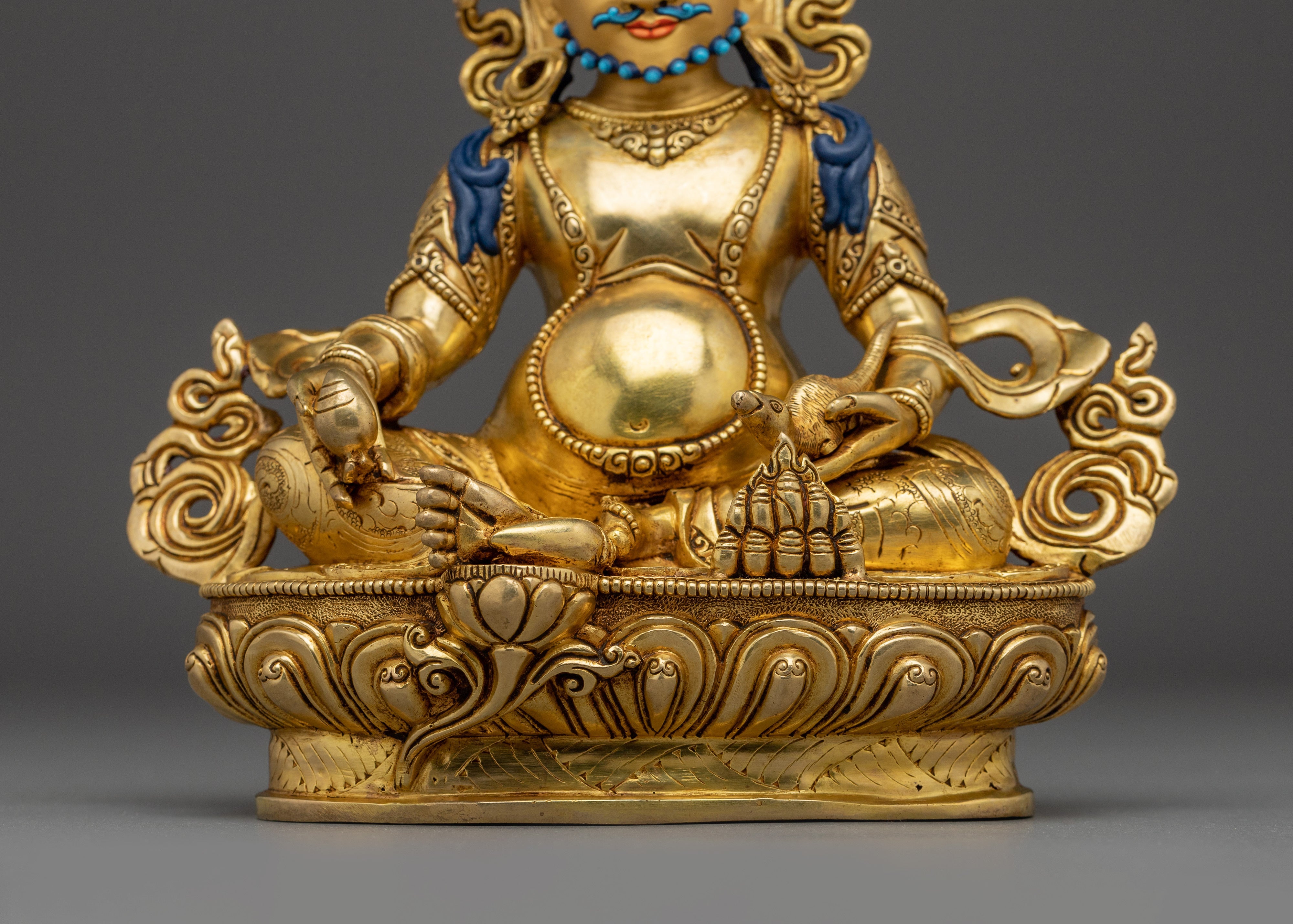 Gold Gilded Dzambhala Sculpture for Wealth | Spiritual Wealth & Prosperity Deity