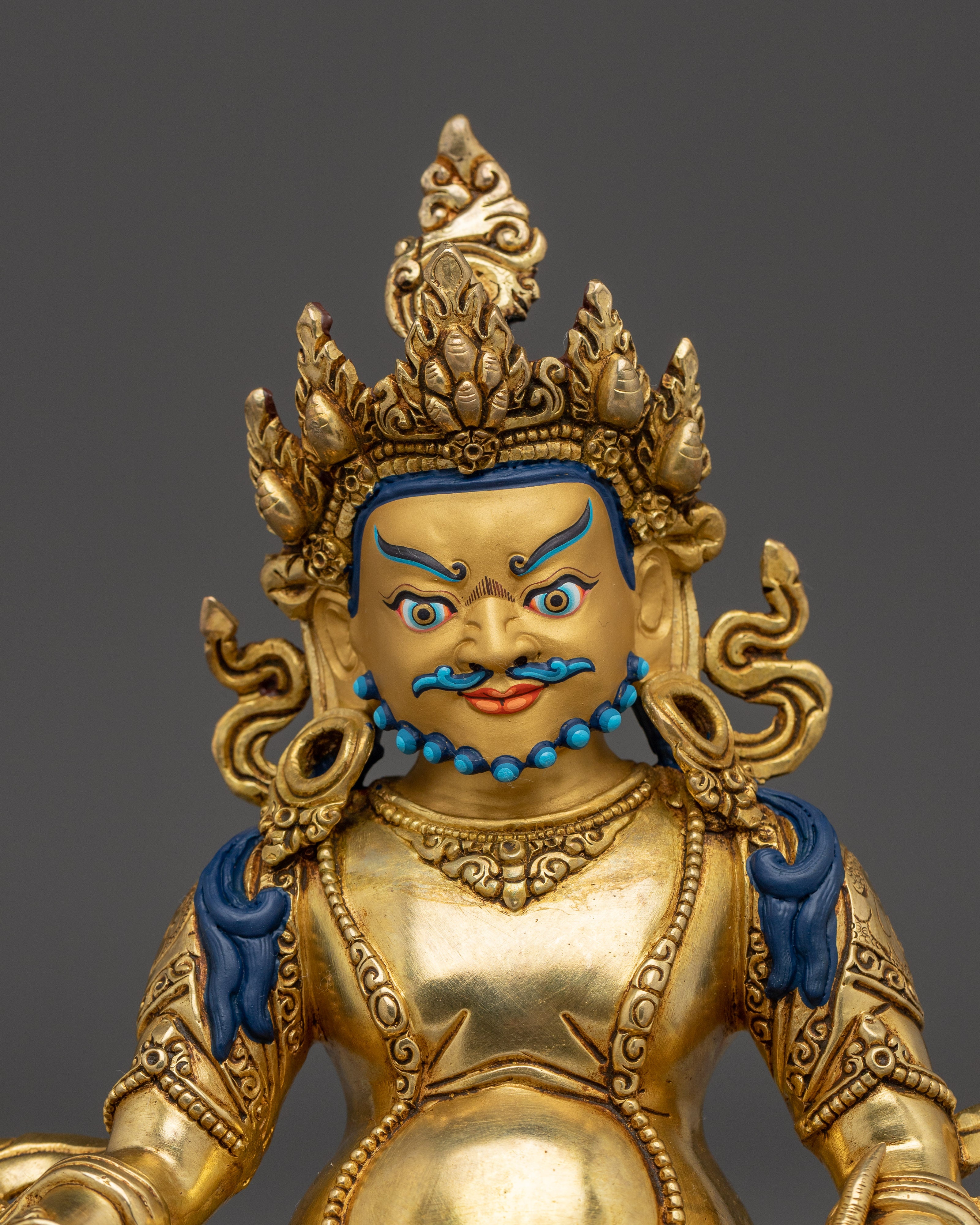 Gold Gilded Dzambhala Sculpture for Wealth | Spiritual Wealth & Prosperity Deity
