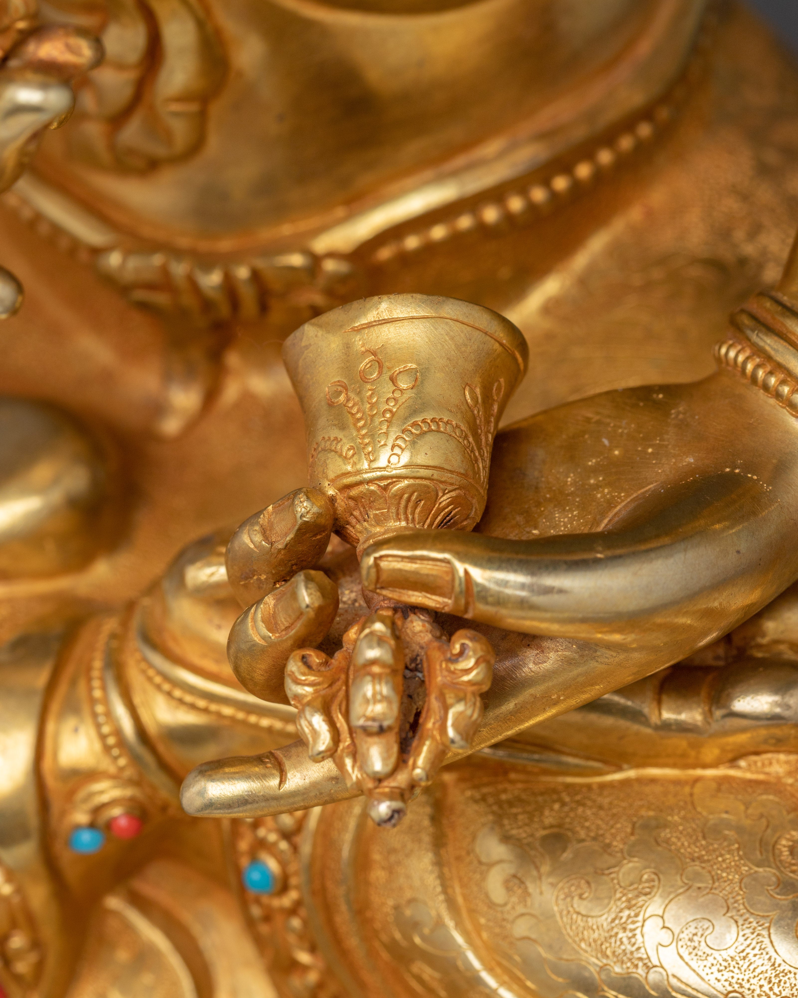 Tibetan Vajrasattva Statue with 24K Gold Gilding | Perfect for Meditation