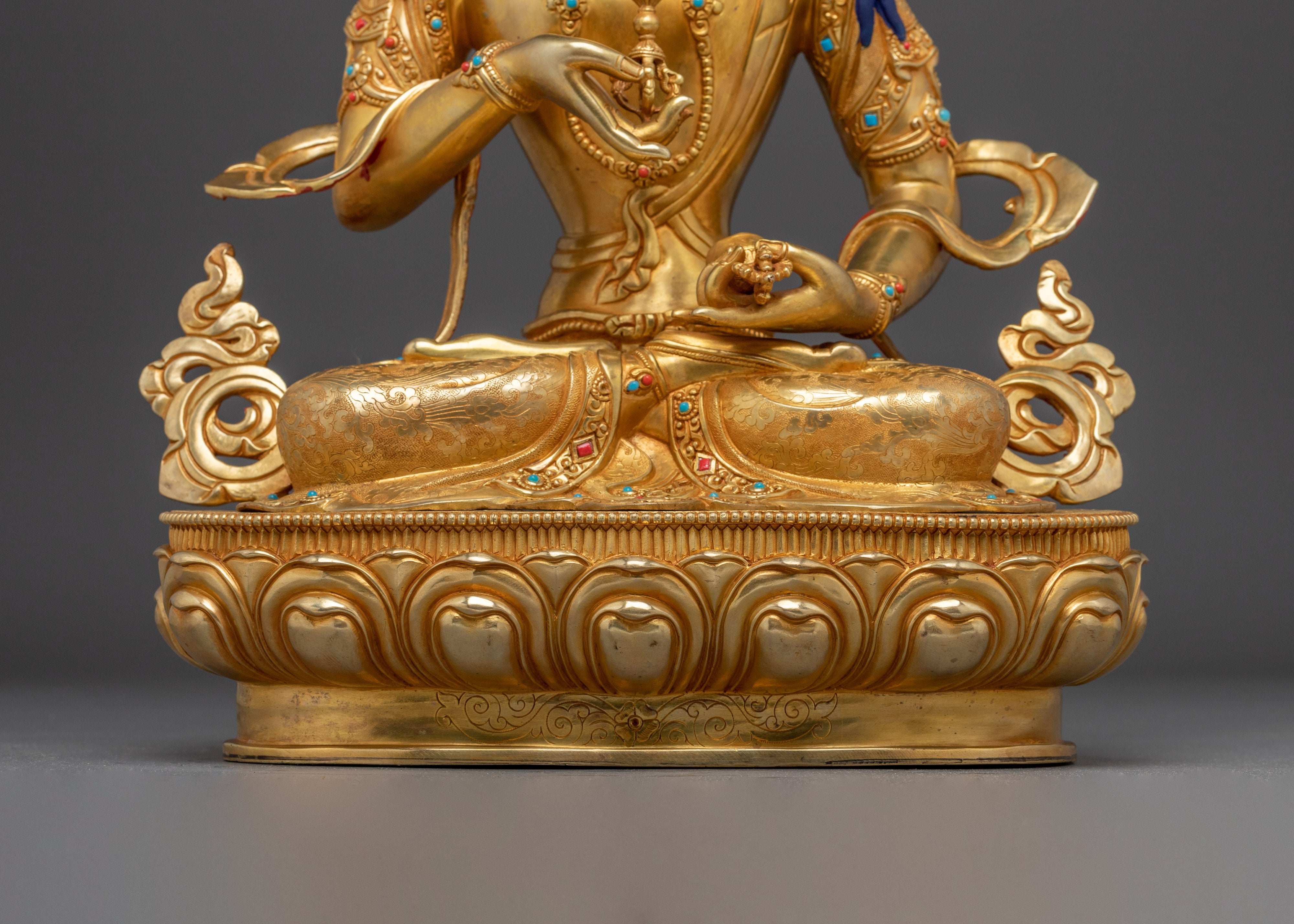 Tibetan Vajrasattva Statue with 24K Gold Gilding | Perfect for Meditation