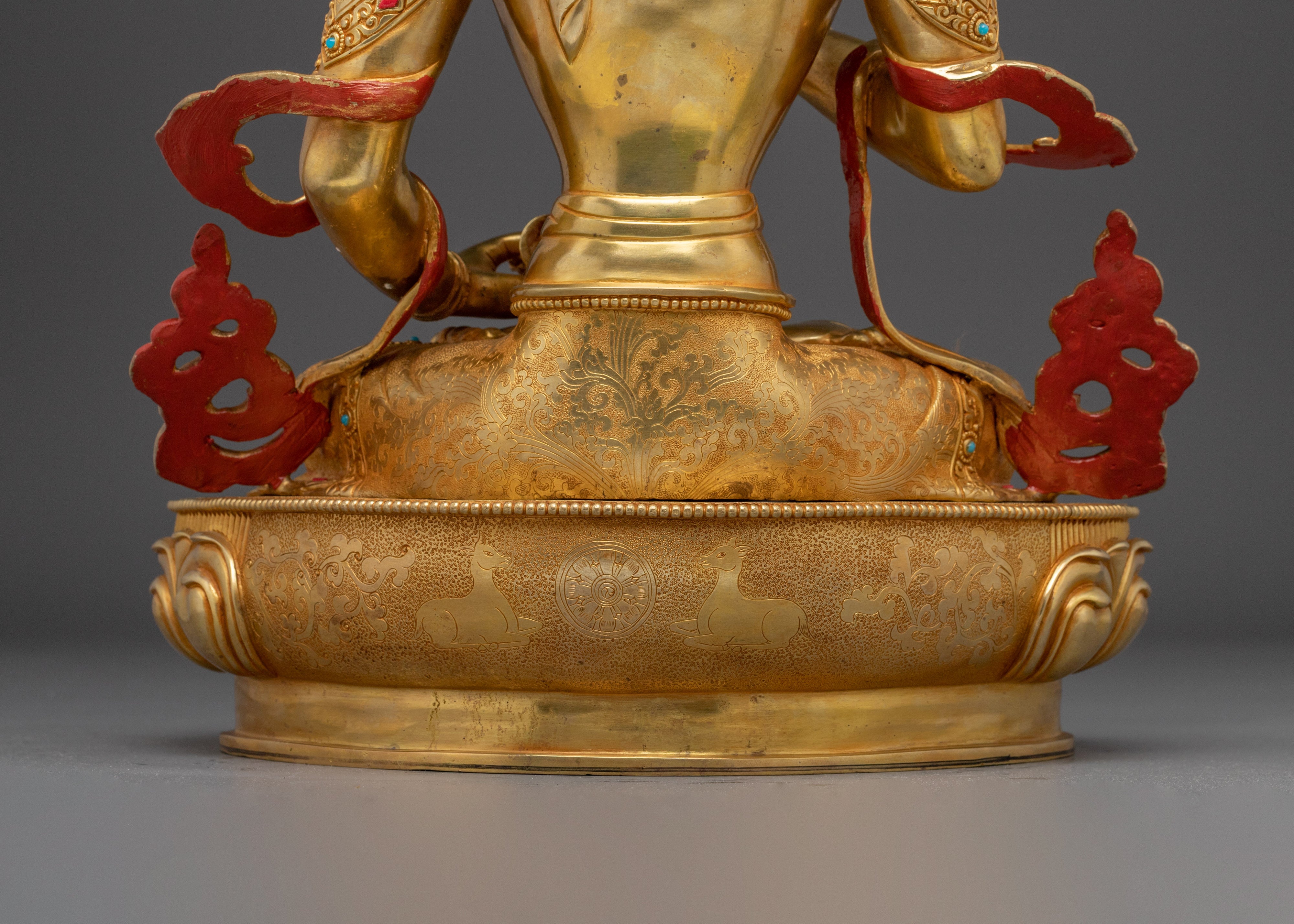 Tibetan Vajrasattva Statue with 24K Gold Gilding | Perfect for Meditation
