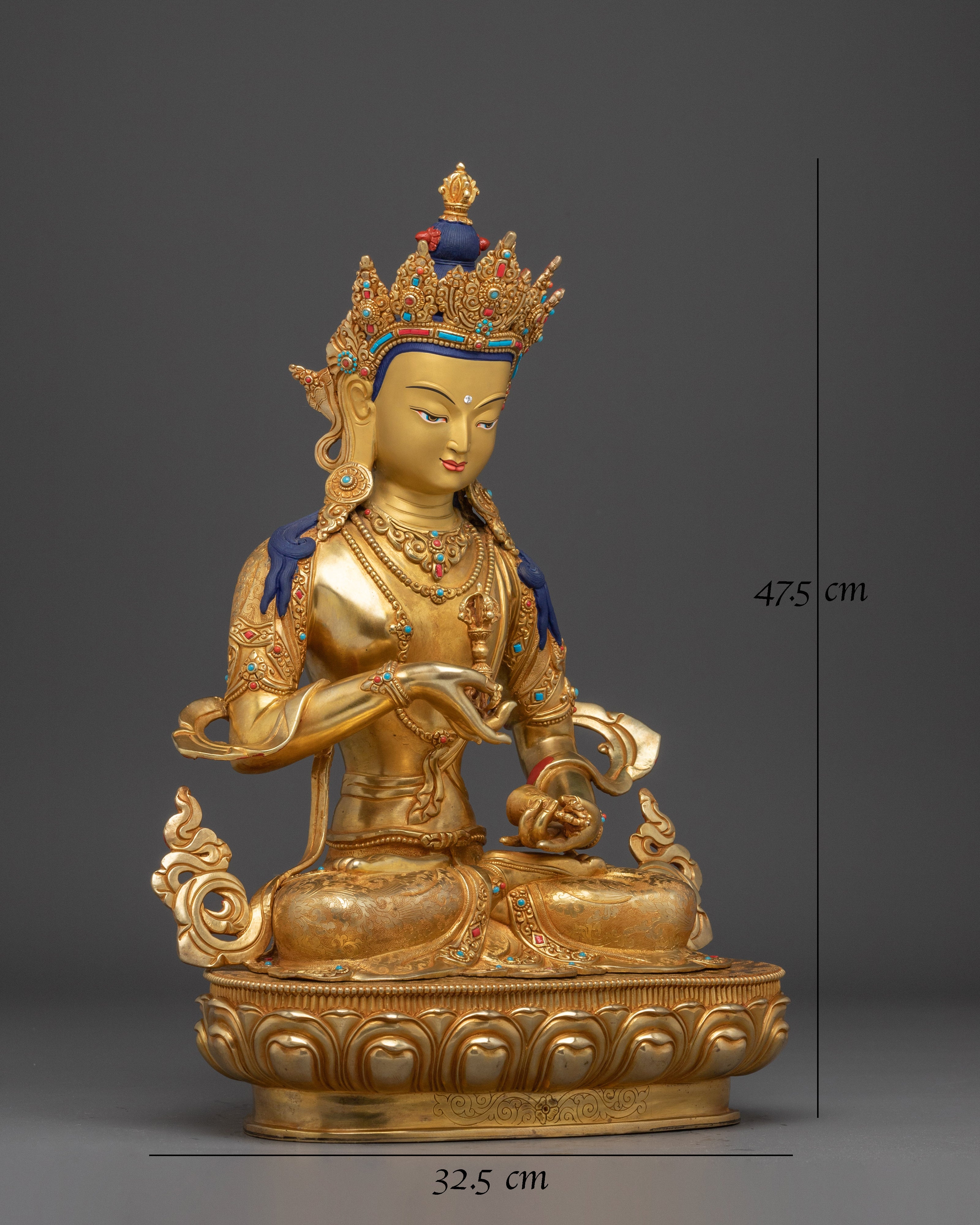 Tibetan Vajrasattva Statue with 24K Gold Gilding
