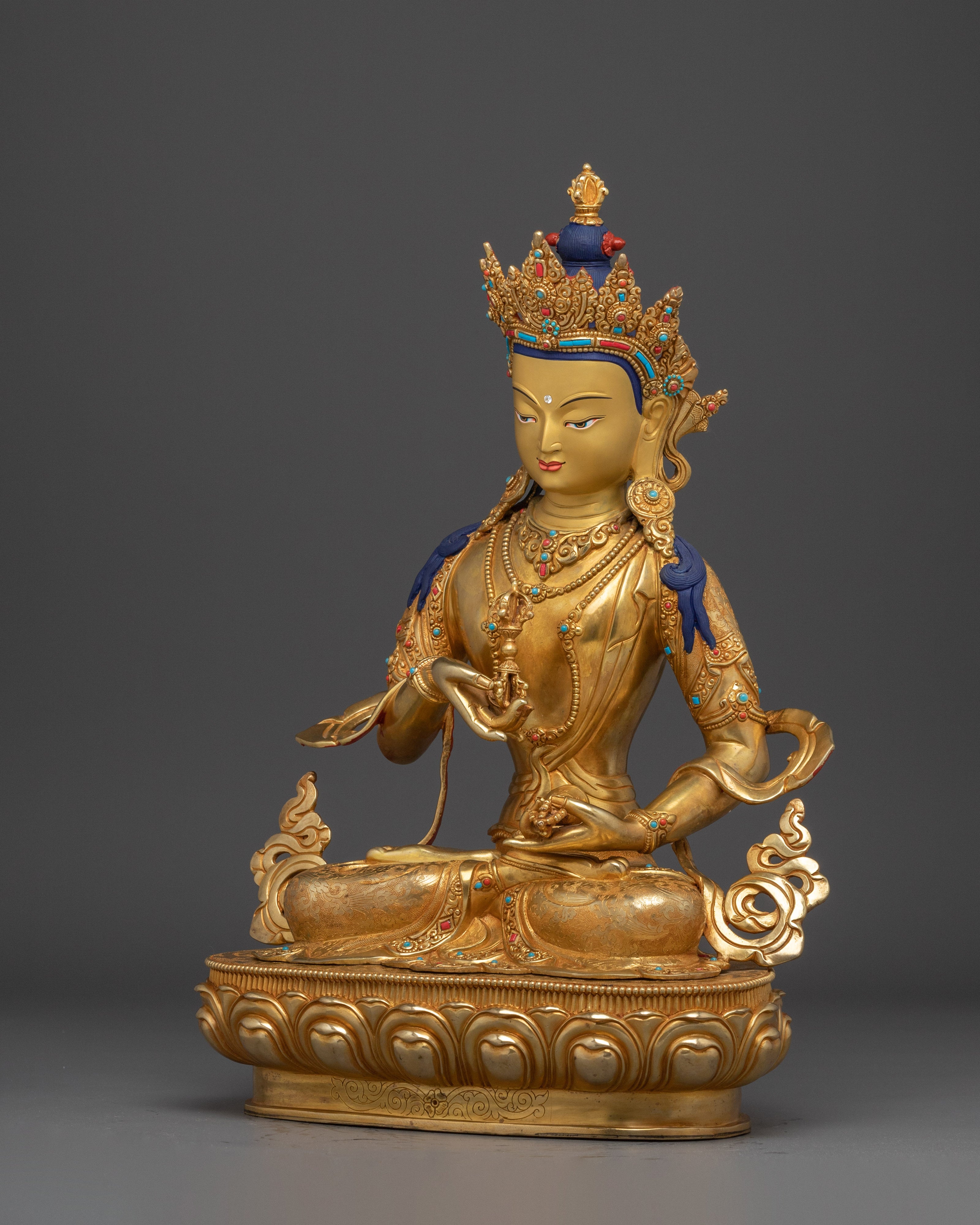 Tibetan Vajrasattva Statue with 24K Gold Gilding | Perfect for Meditation