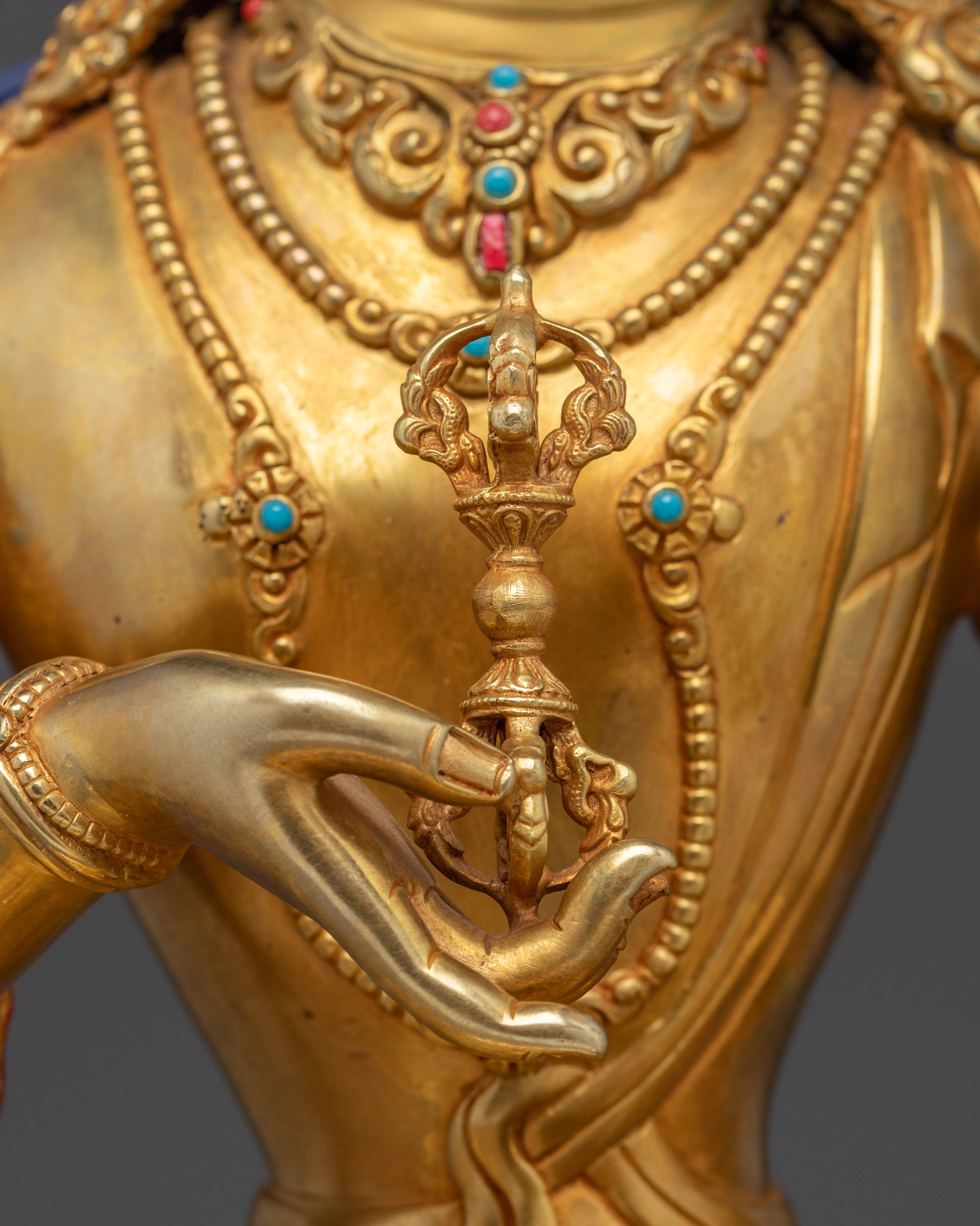 Tibetan Vajrasattva Statue with 24K Gold Gilding | Perfect for Meditation