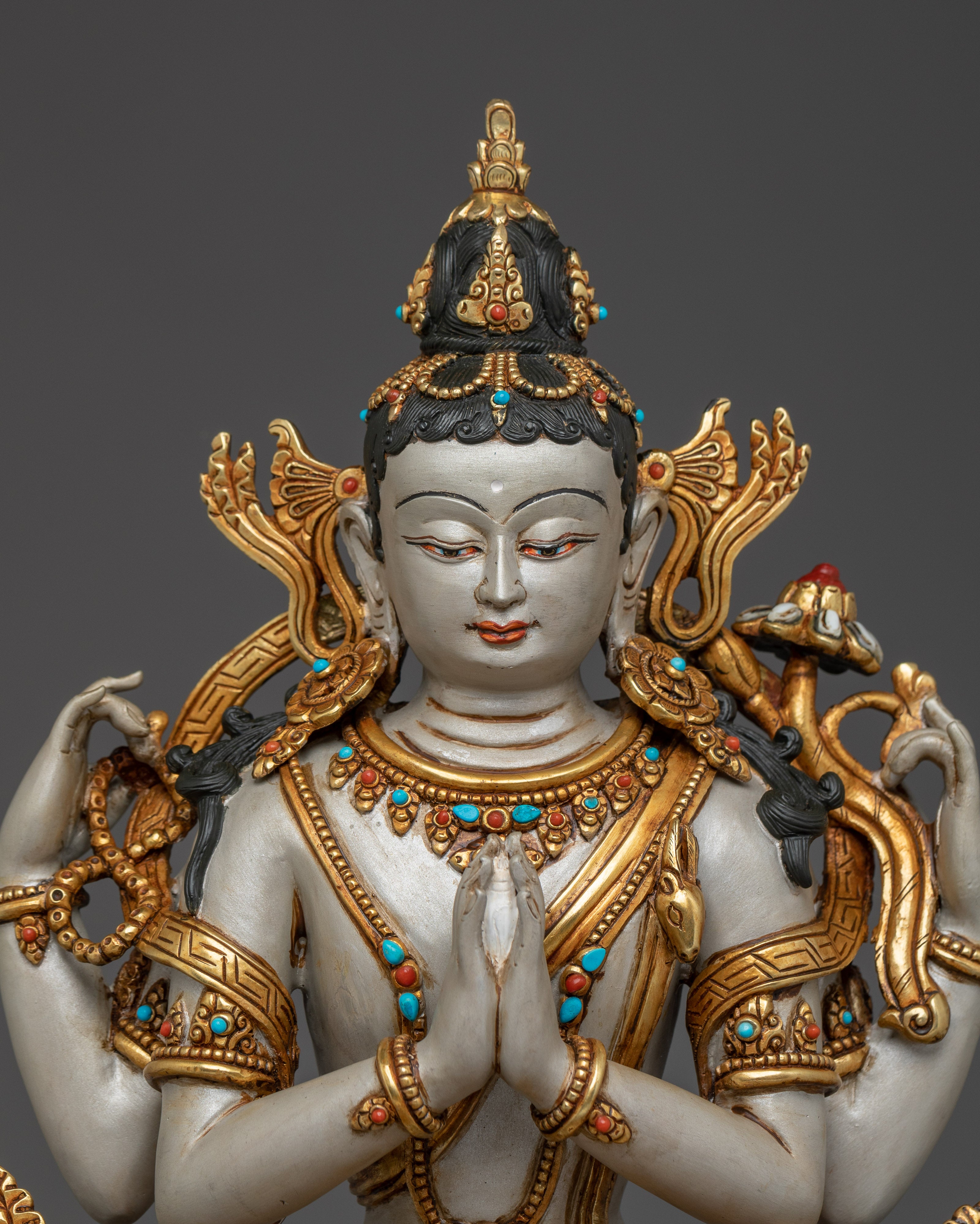 Chenrezig, Tibetan Deity of Mercy | Nepali Handcrafted Icon