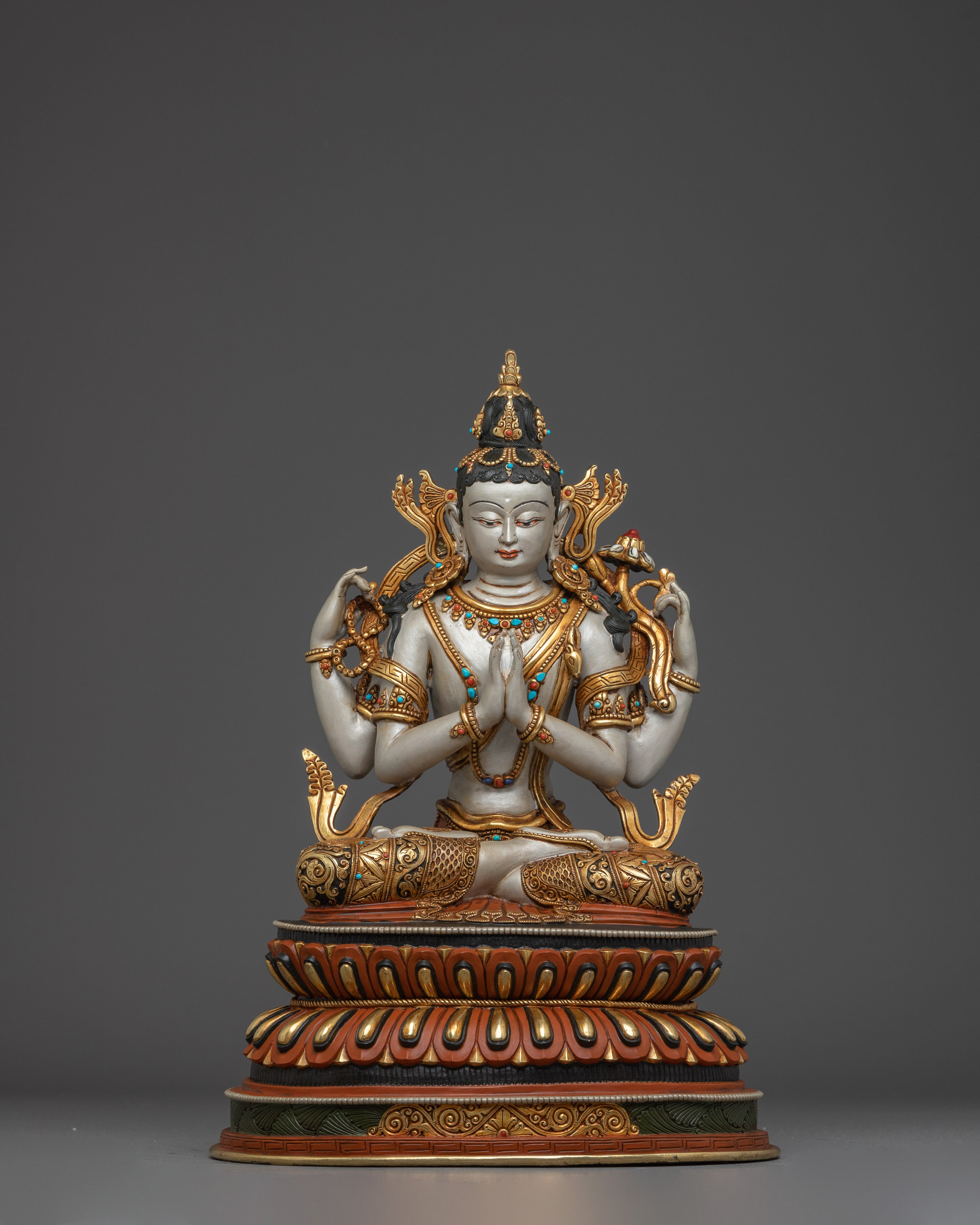 Chenrezig, Tibetan Deity of Mercy | Nepali Handcrafted Icon