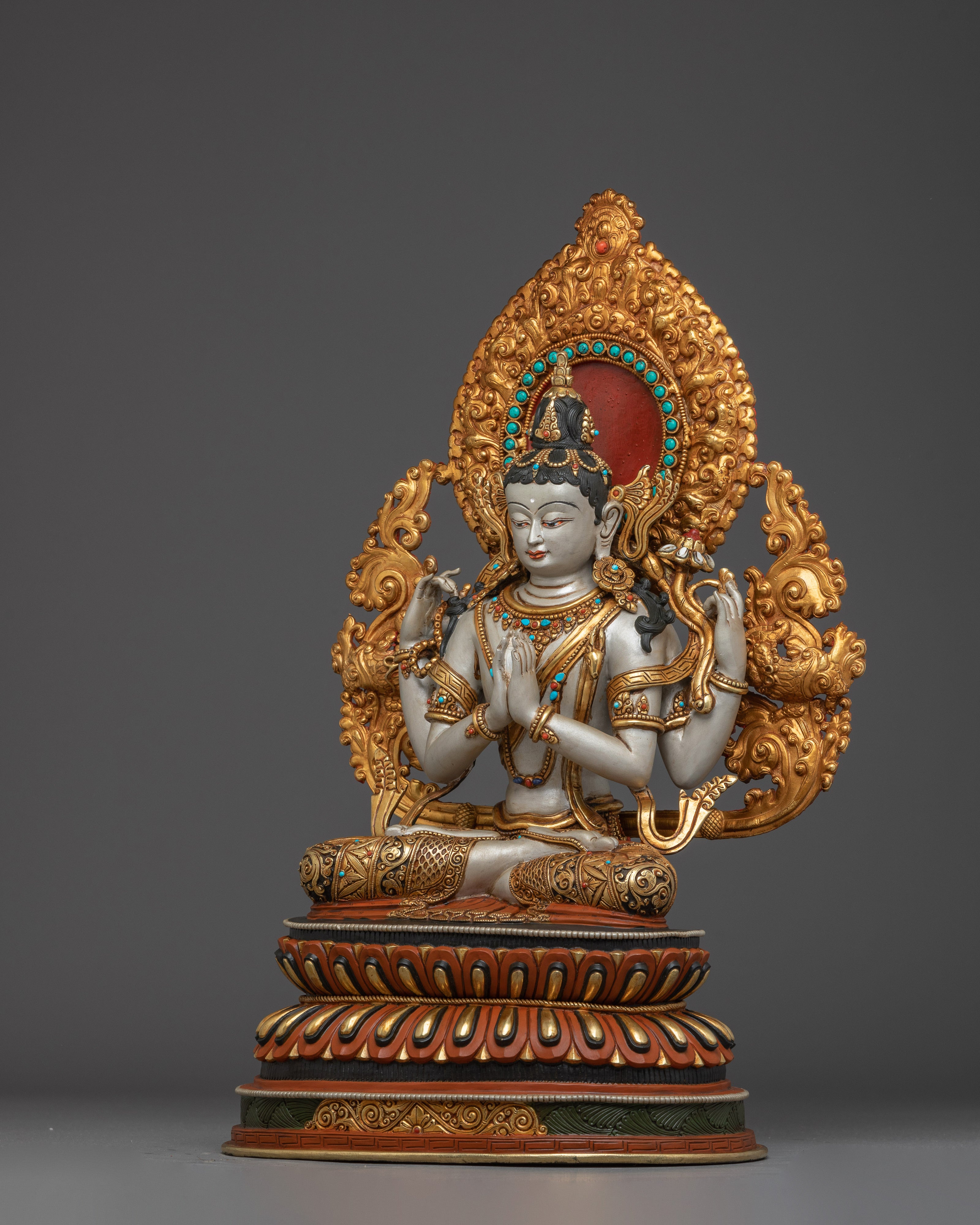 Chenrezig, Tibetan Deity of Mercy | Nepali Handcrafted Icon