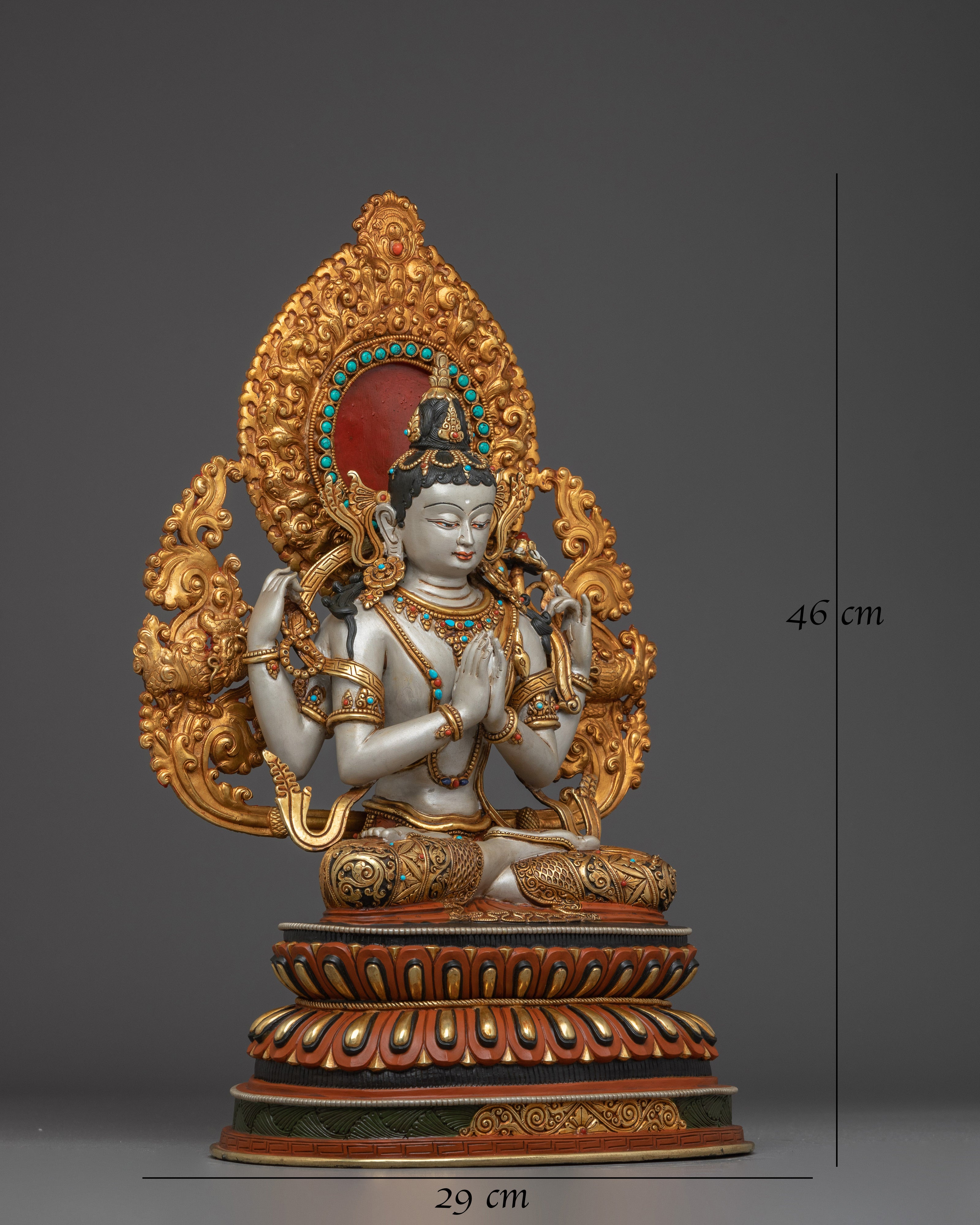 Chenrezig, Tibetan Deity of Mercy | Nepali Handcrafted Icon