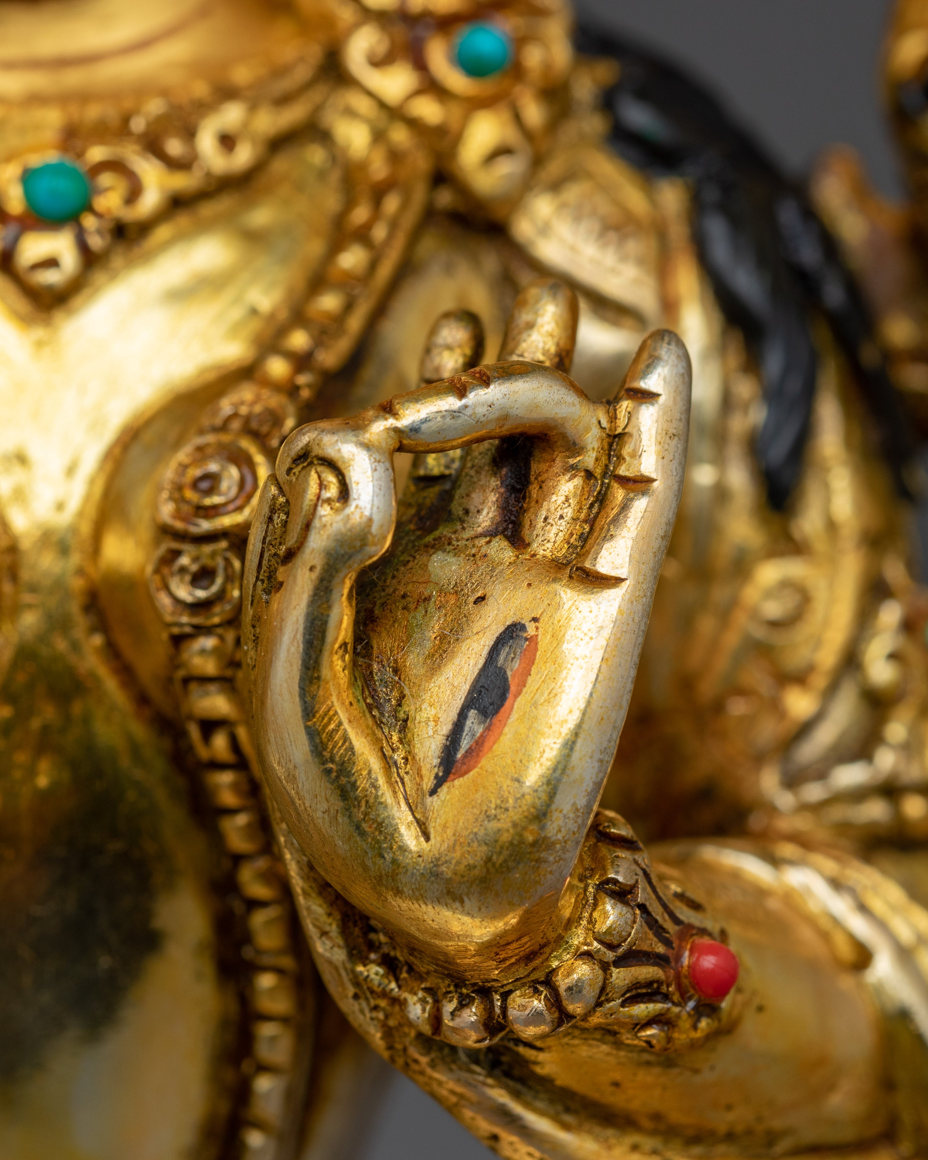 Peaceful Goddess White Tara | Gold Gilded Statue
