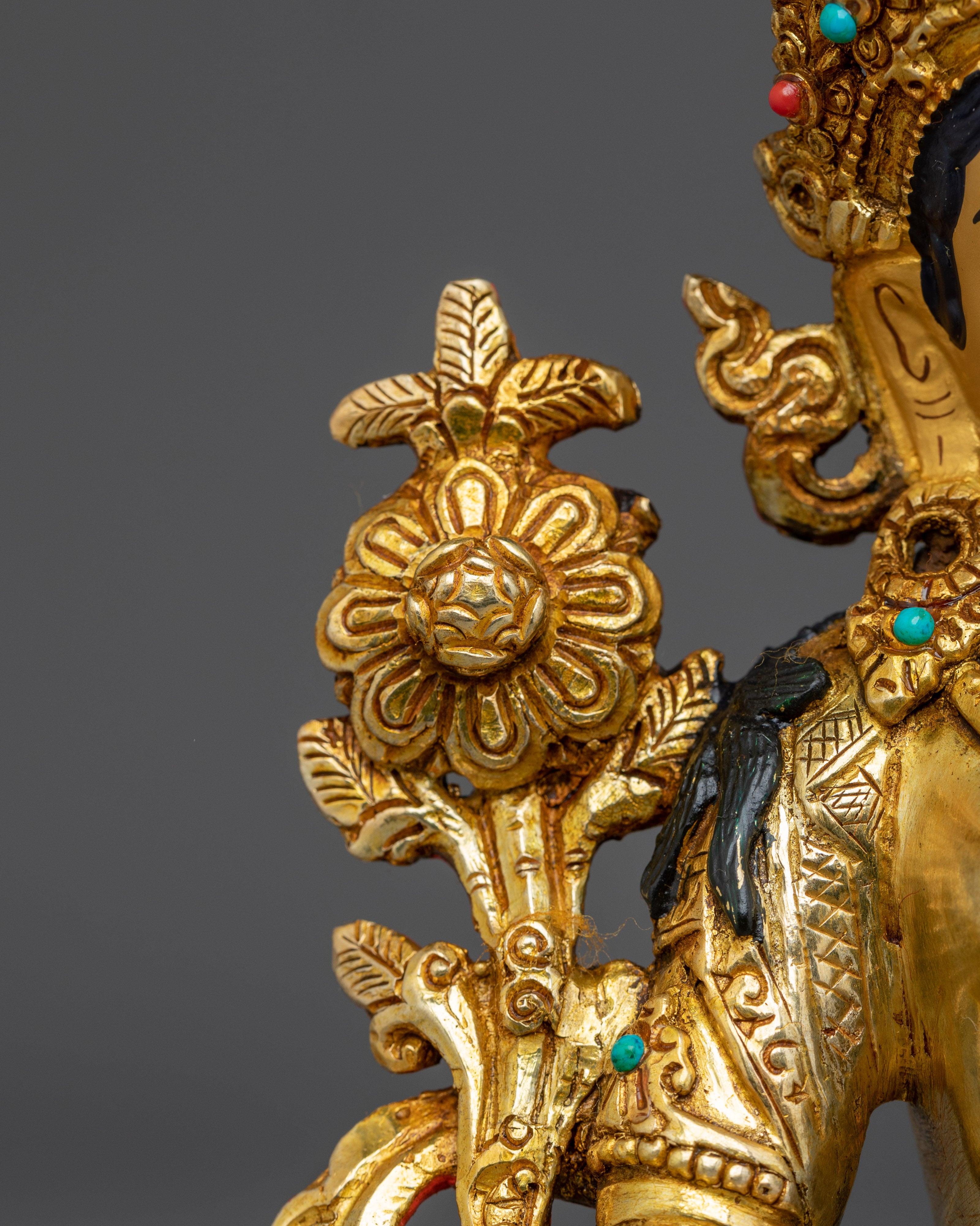 Peaceful Goddess White Tara | Gold Gilded Statue