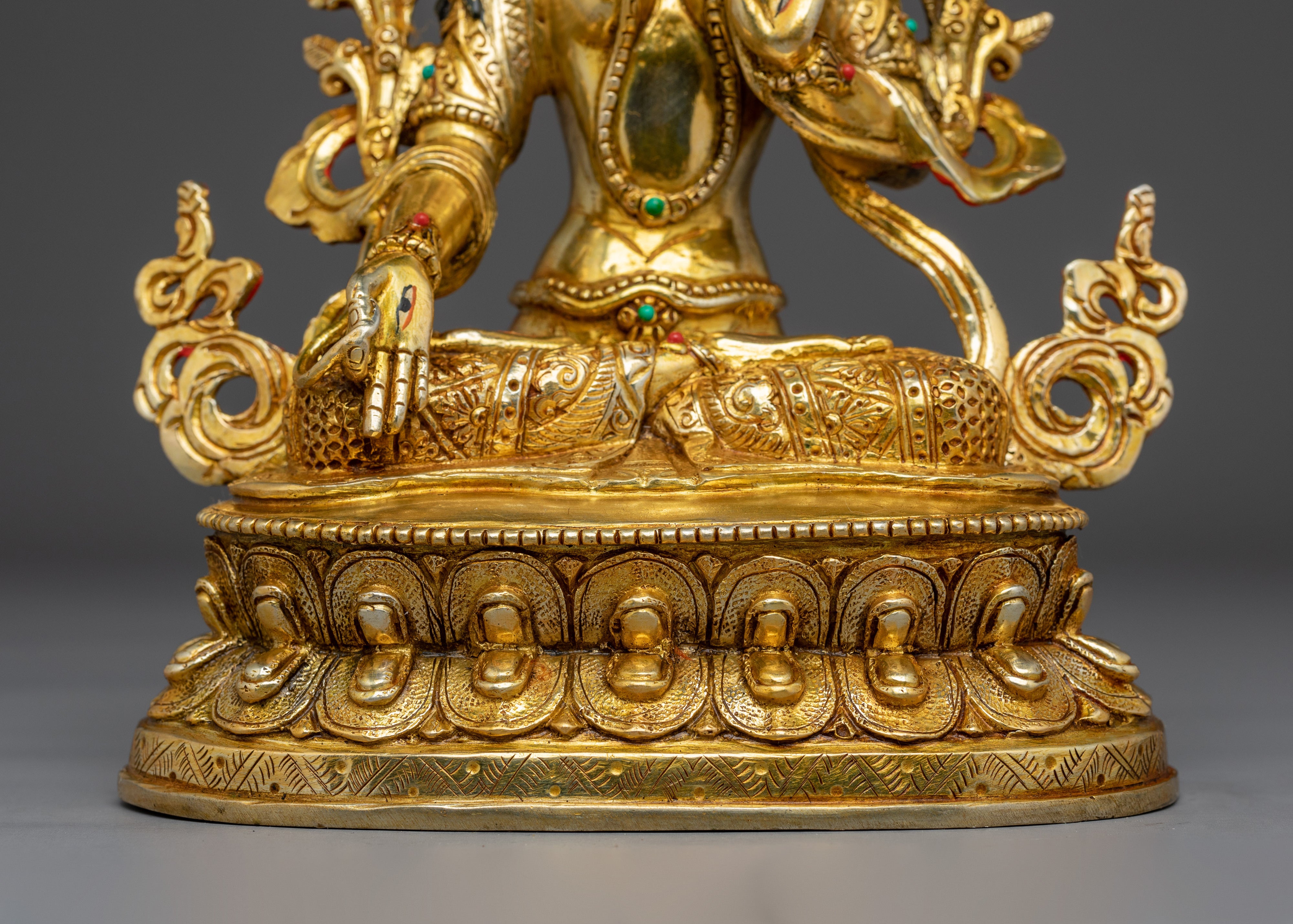 Peaceful Goddess White Tara | Gold Gilded Statue