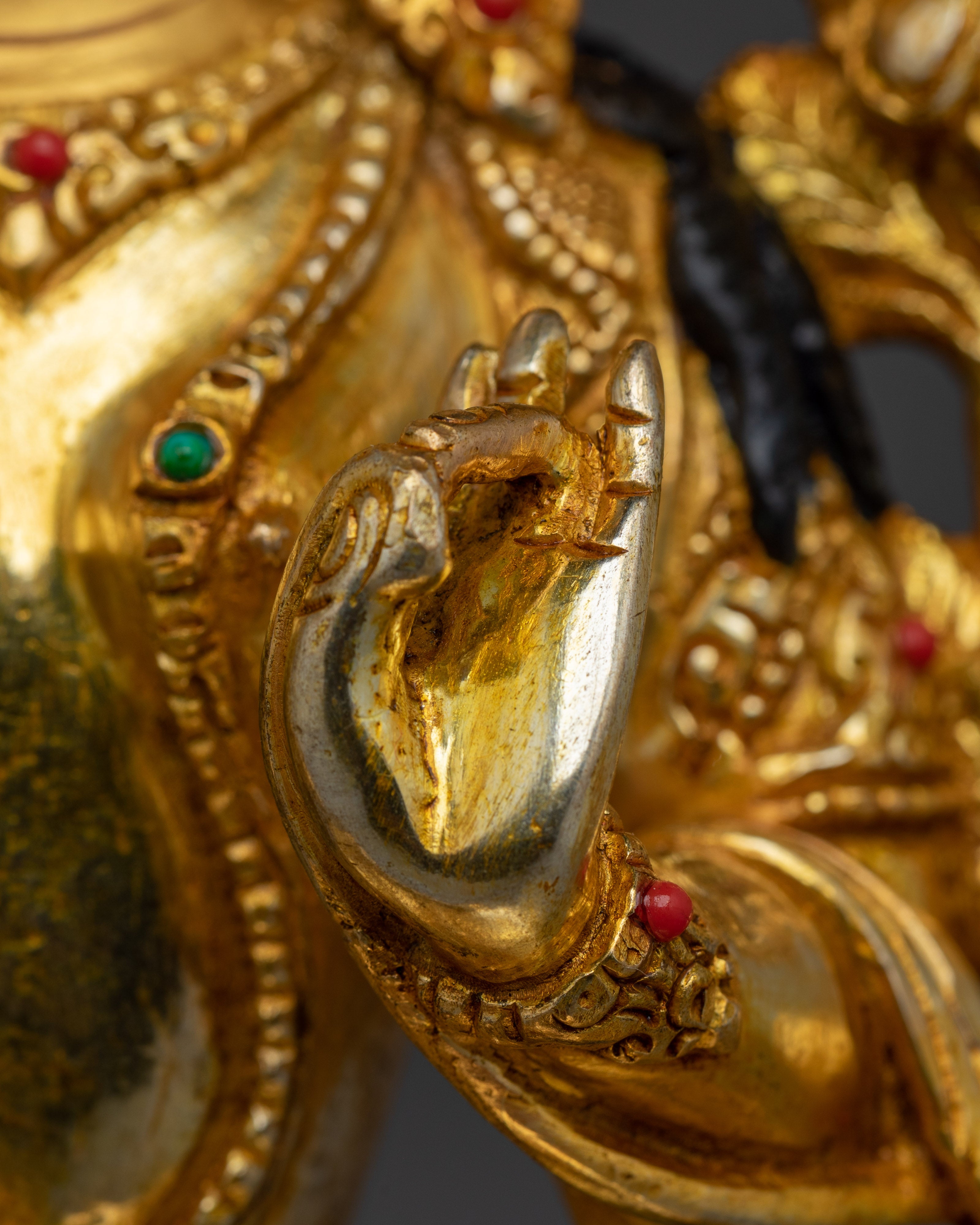Green Tara, Swift Goddess of Compassion | Gold Gilded Statue