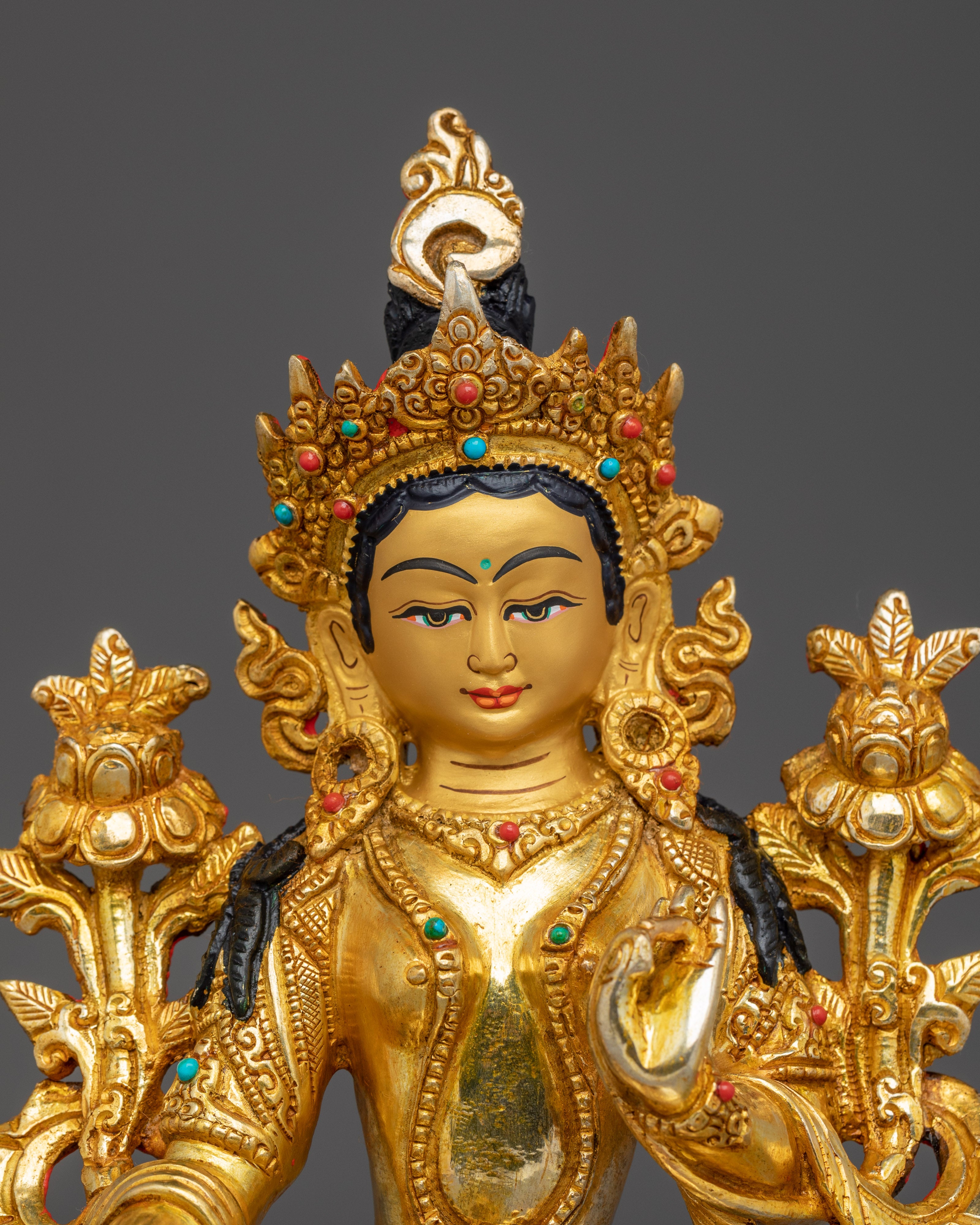 Green Tara, Swift Goddess of Compassion | Gold Gilded Statue