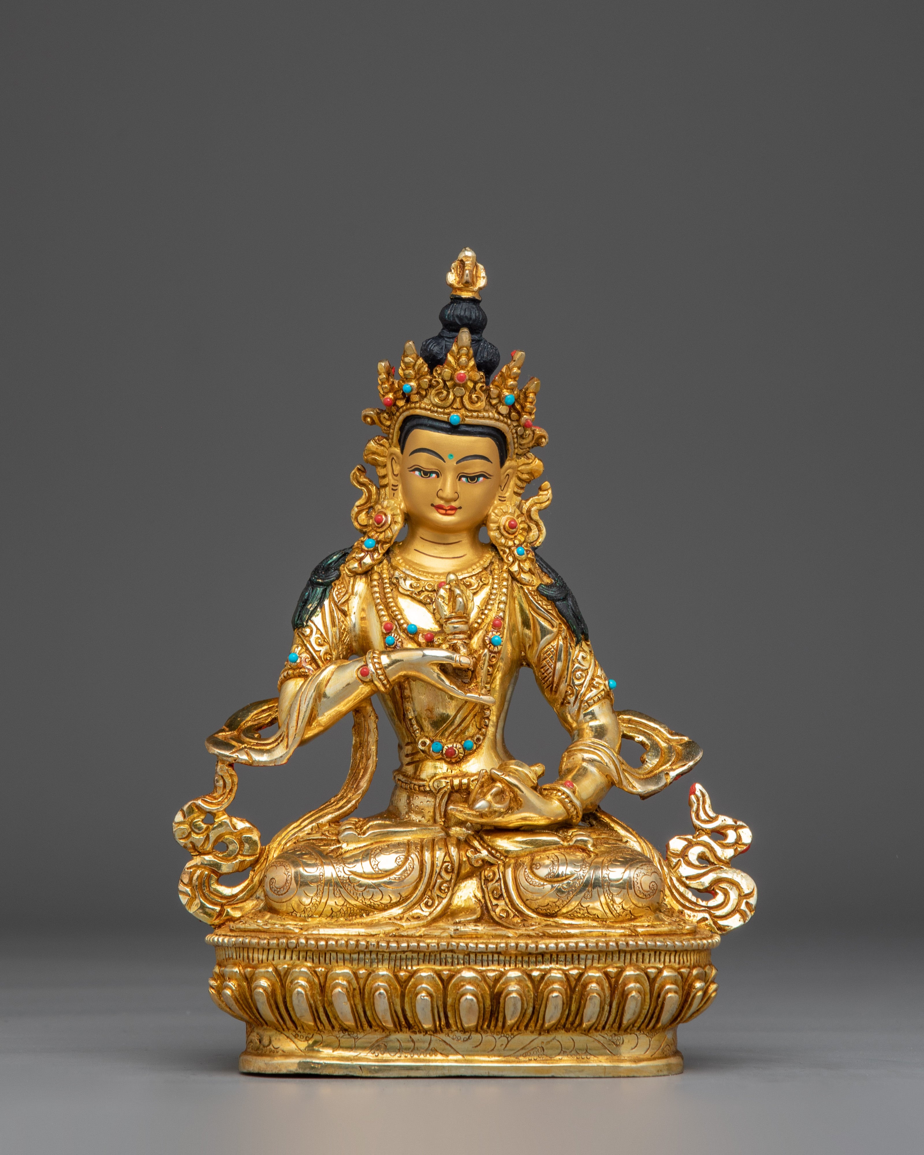 Vajrasattva Gold Gilded with Gemstones Statue | Symbol of Purification and Inner Peace