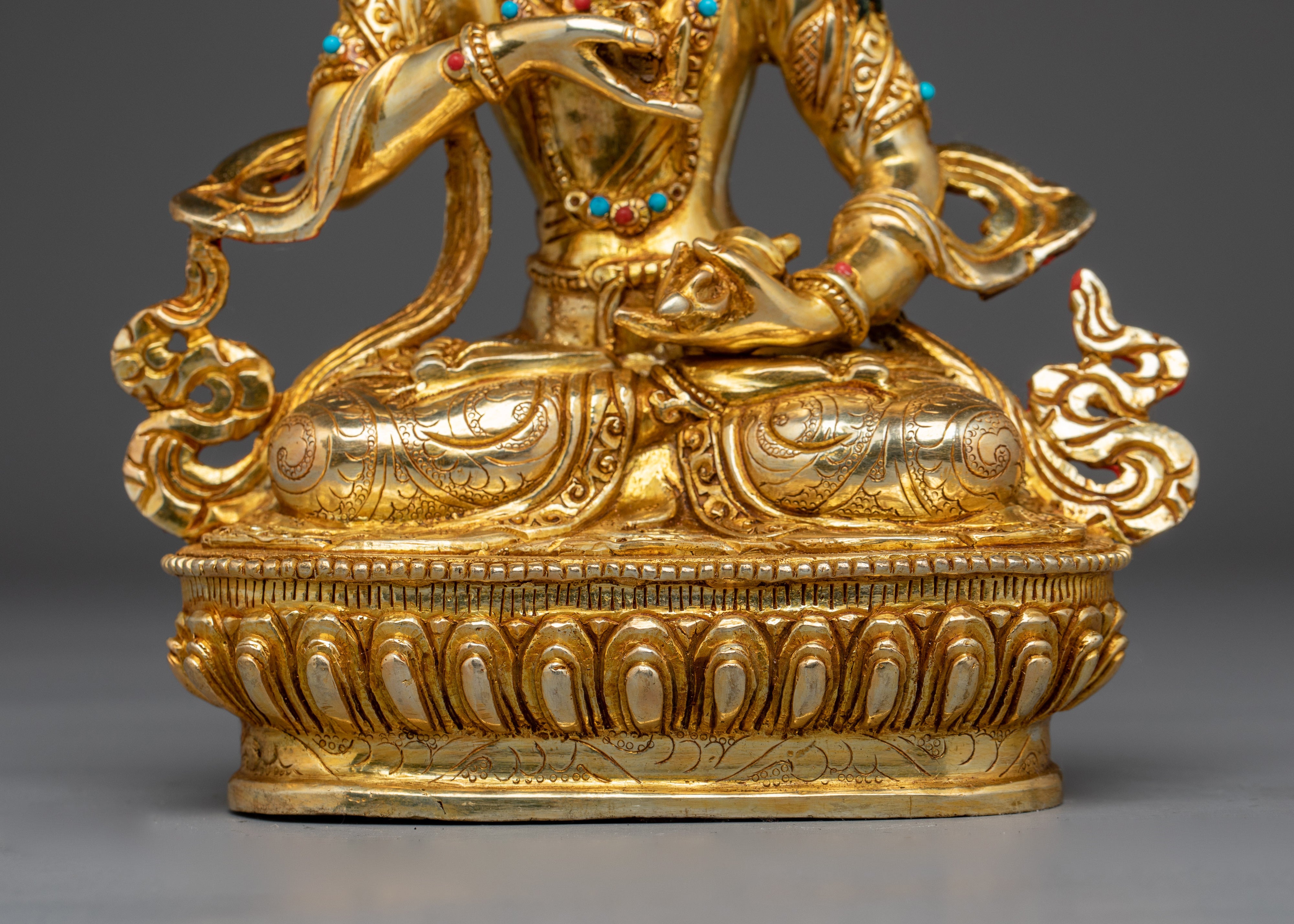 Vajrasattva Gold Gilded with Gemstones Statue | Symbol of Purification and Inner Peace