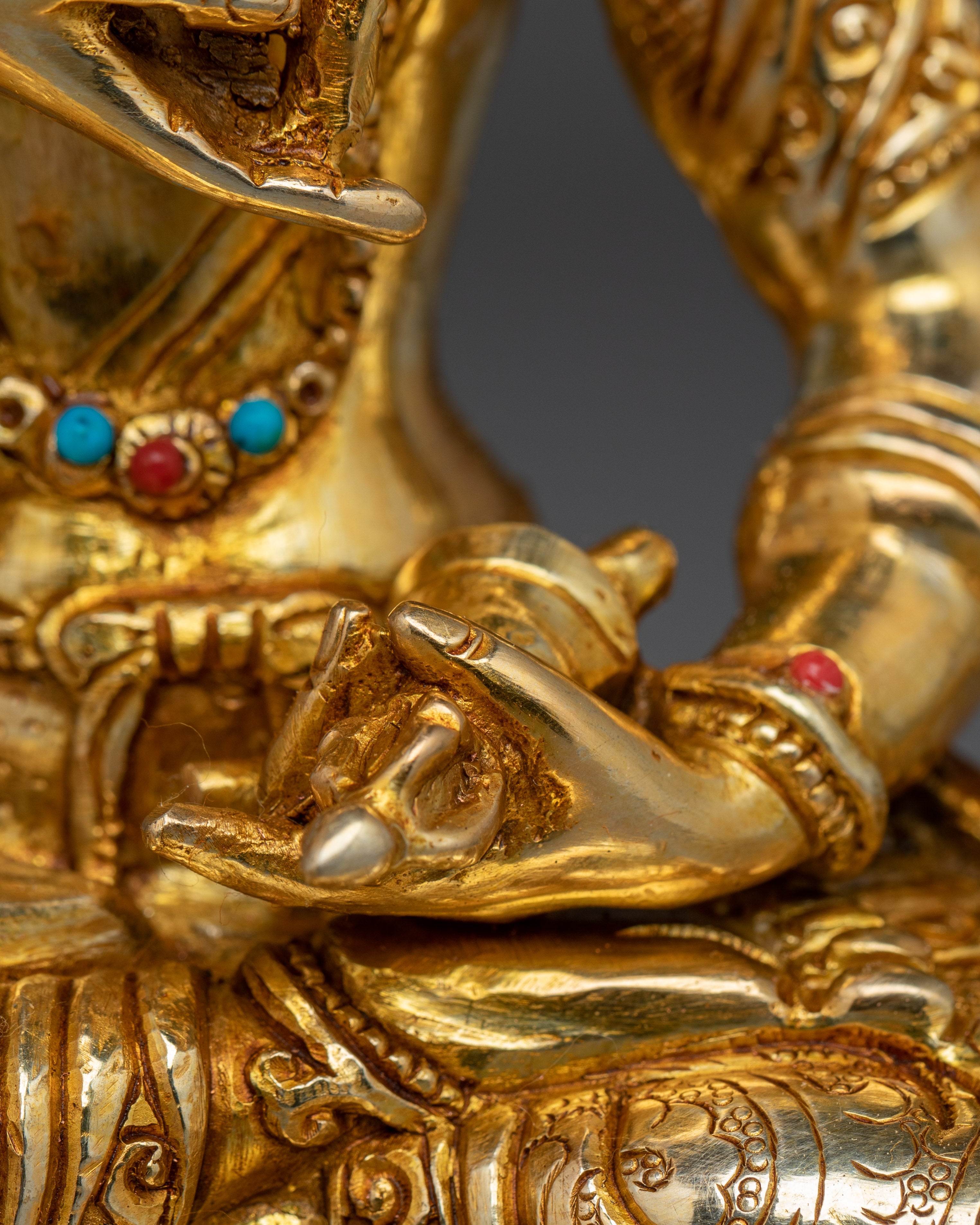 Vajrasattva Gold Gilded with Gemstones Statue | Symbol of Purification and Inner Peace