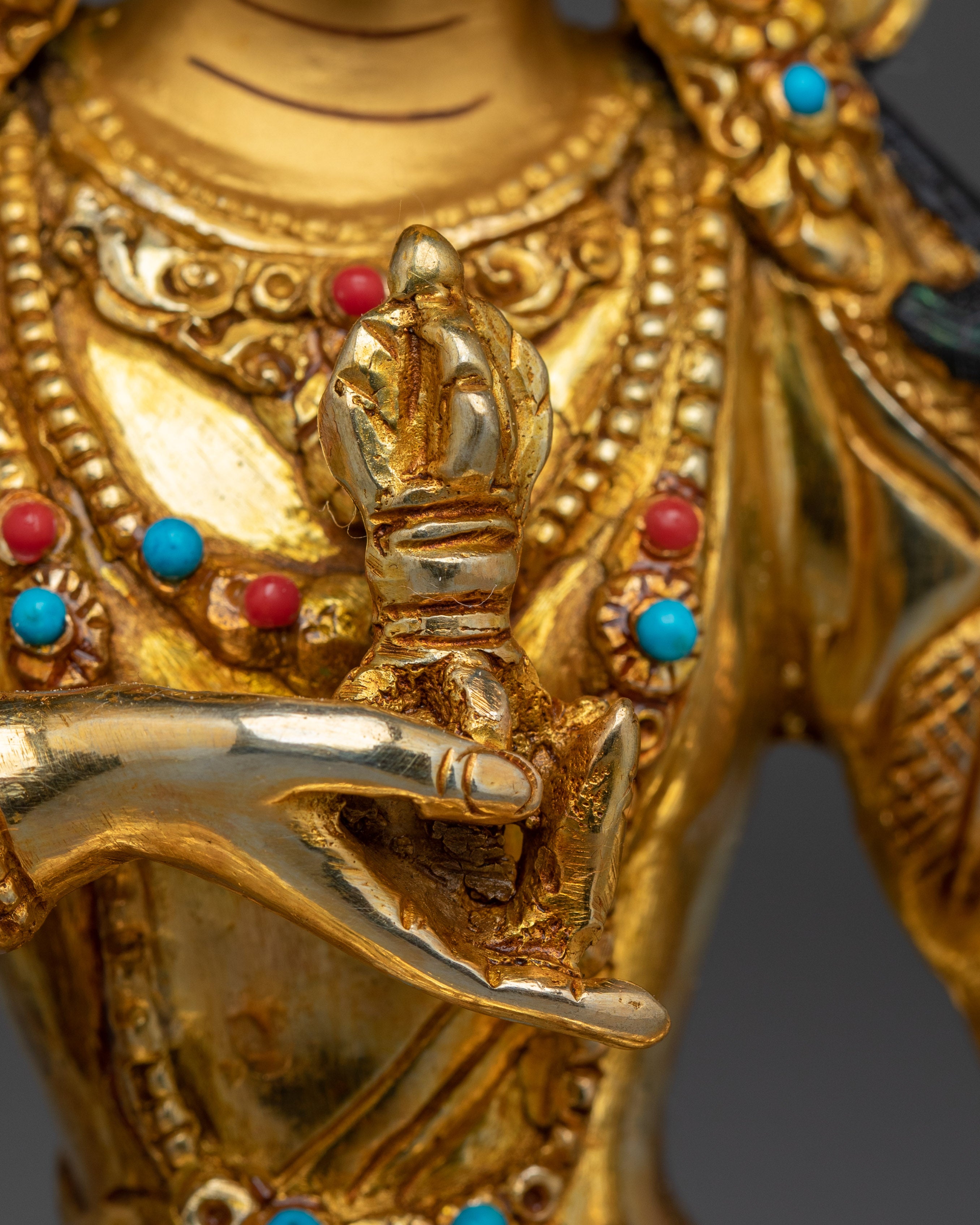 Vajrasattva Gold Gilded with Gemstones Statue | Symbol of Purification and Inner Peace