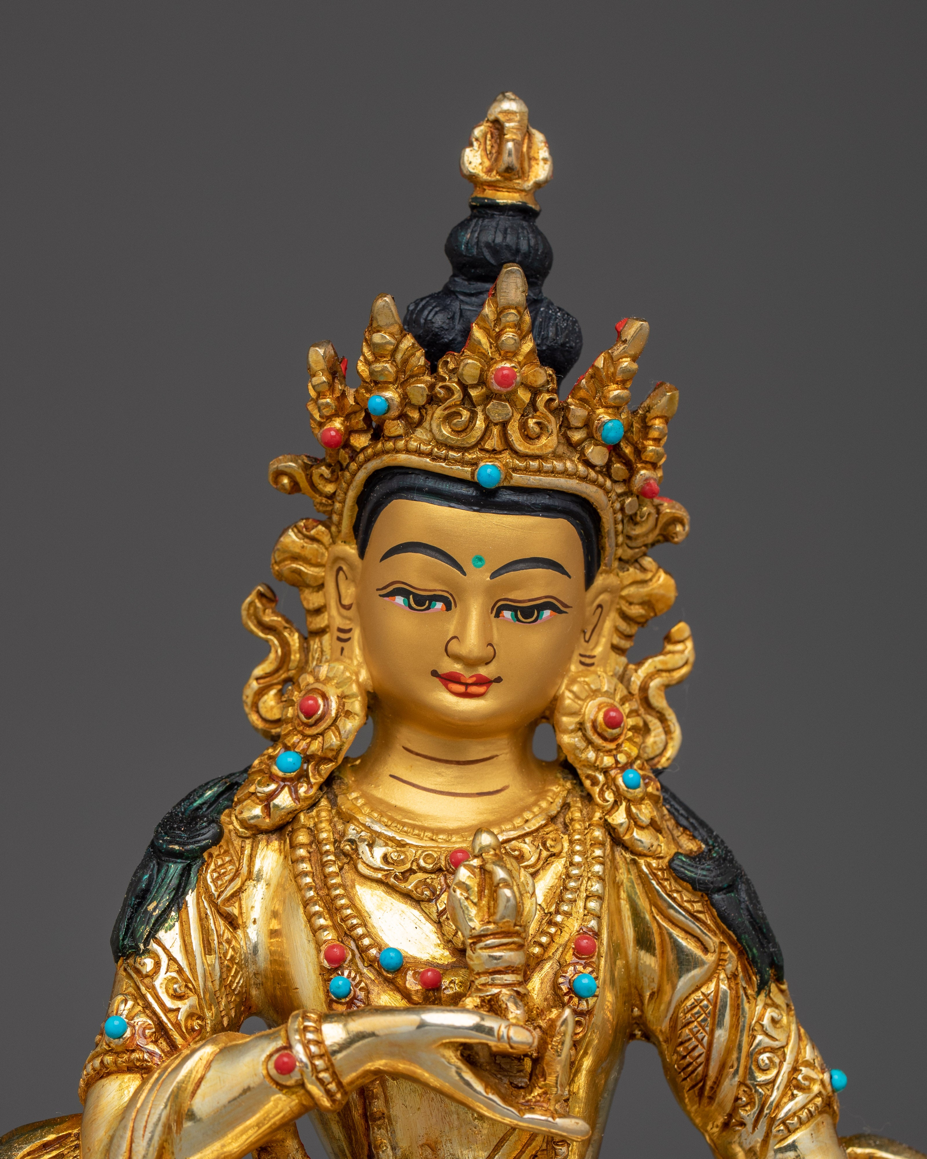 Vajrasattva Gold Gilded with Gemstones Statue | Symbol of Purification and Inner Peace