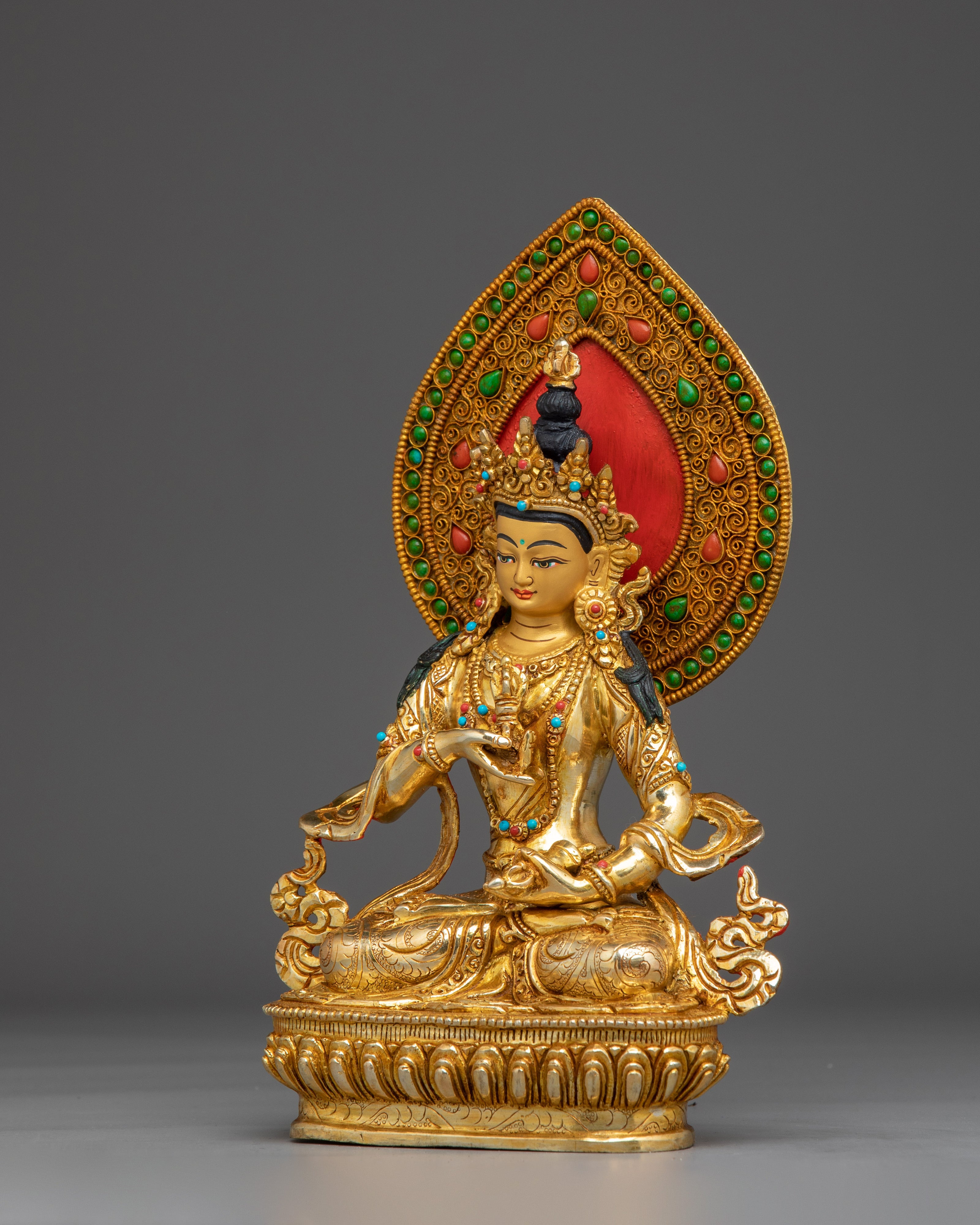Vajrasattva Gold Gilded with Gemstones Statue | Symbol of Purification and Inner Peace