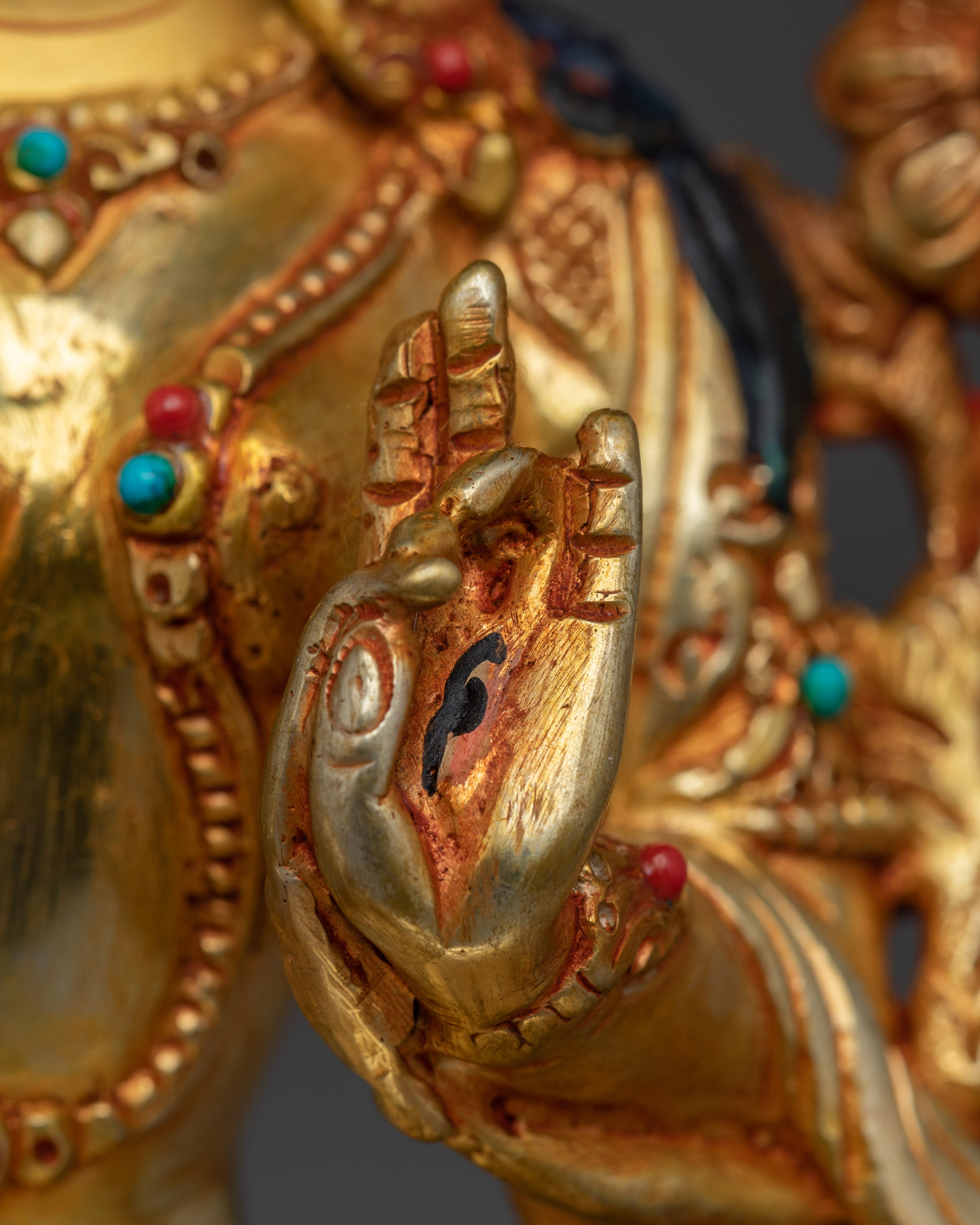 White Tara 24K Gold Gilded with Gemstones | Symbol of Healing and Compassion