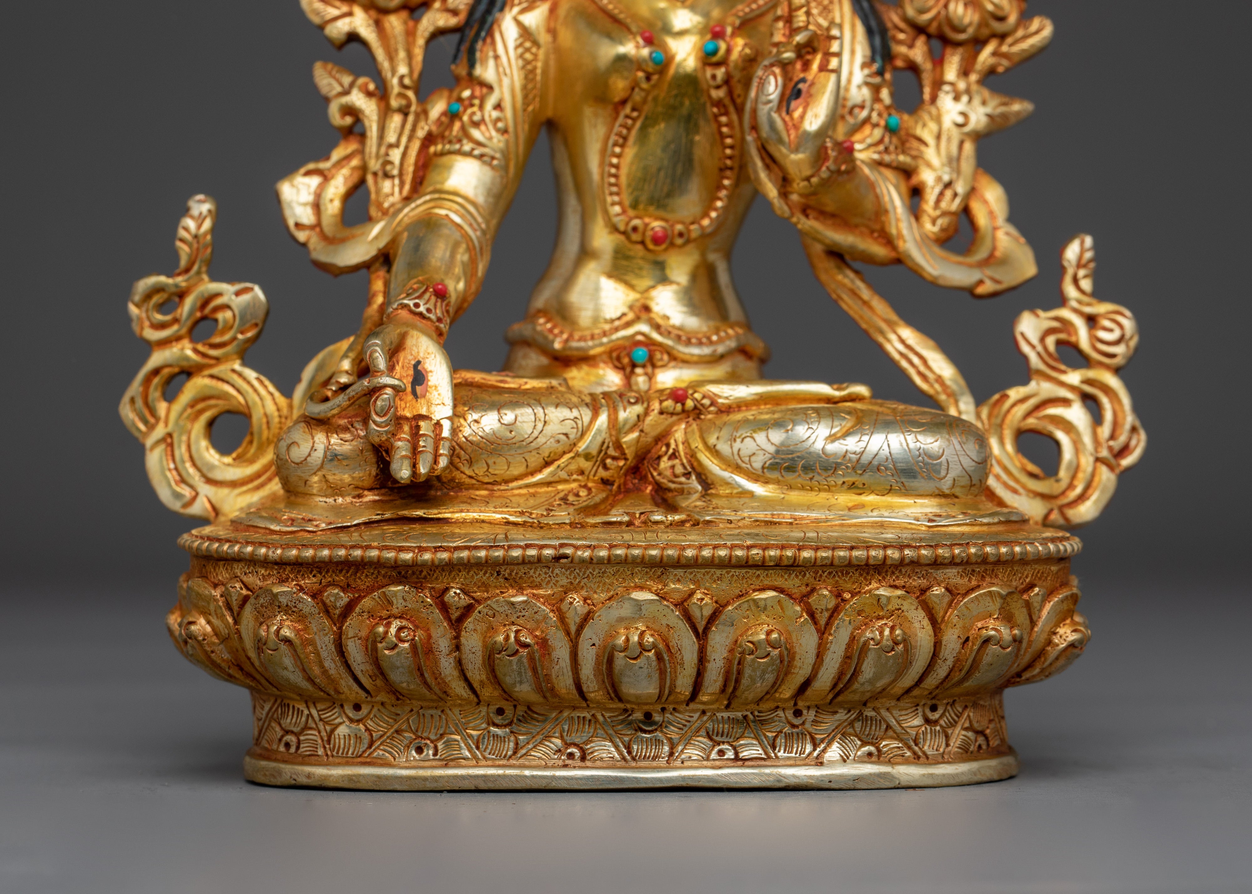 White Tara 24K Gold Gilded with Gemstones | Symbol of Healing and Compassion