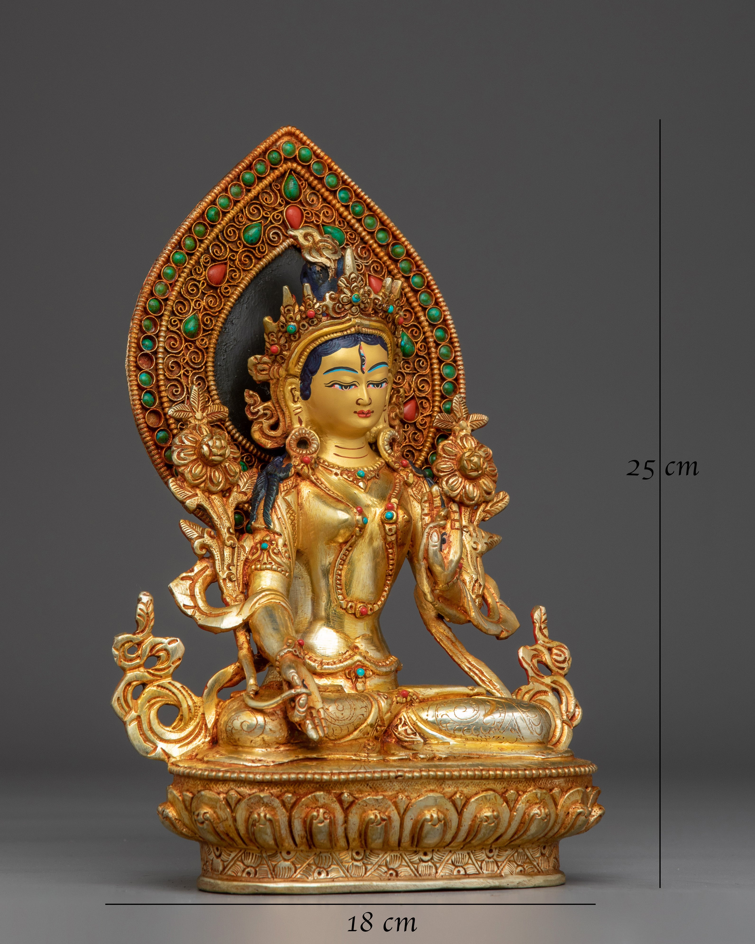 White Tara 24K Gold Gilded with Gemstones