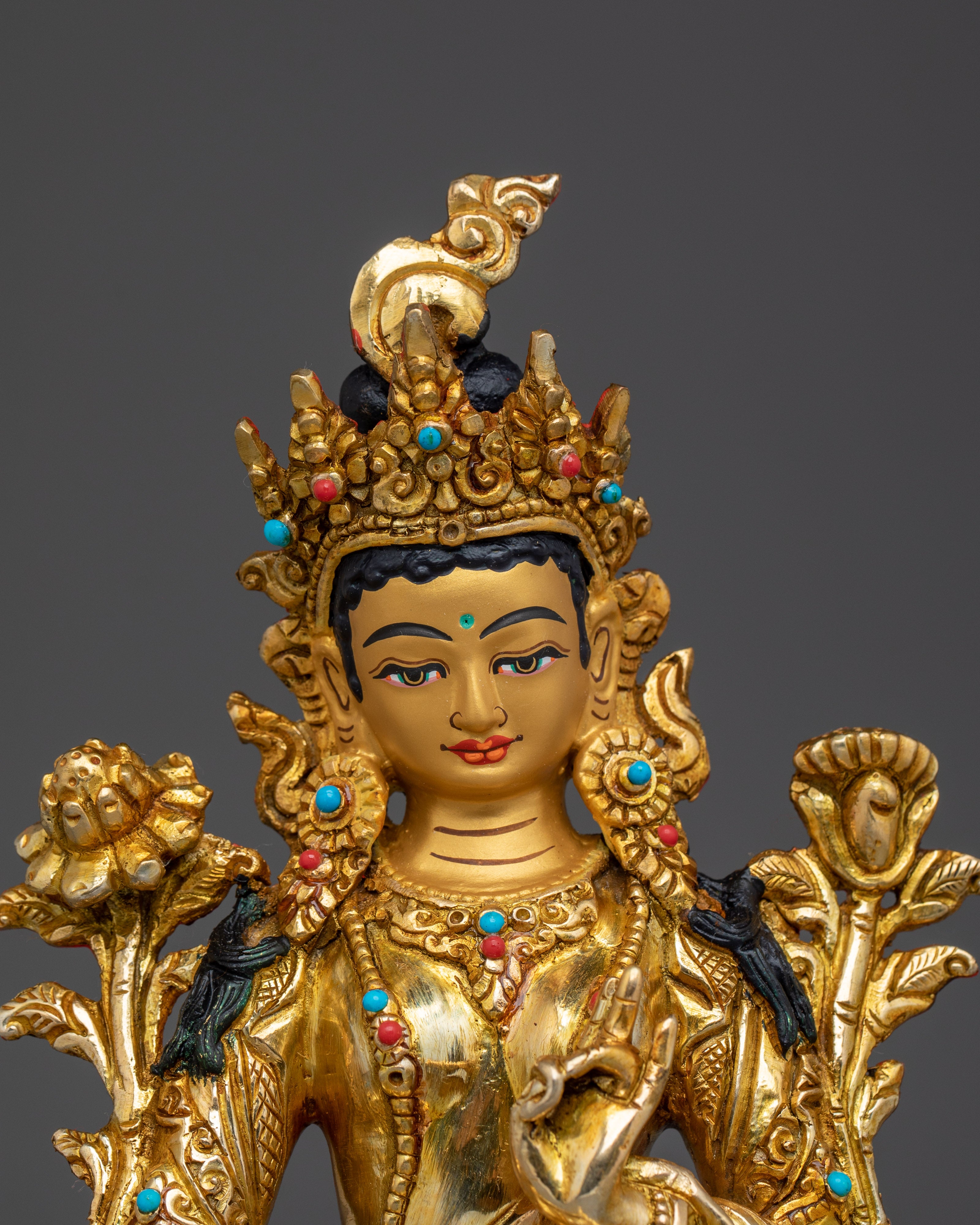 Green Tara Spiritual & Healing Statue | Gemstone Tara Figurine