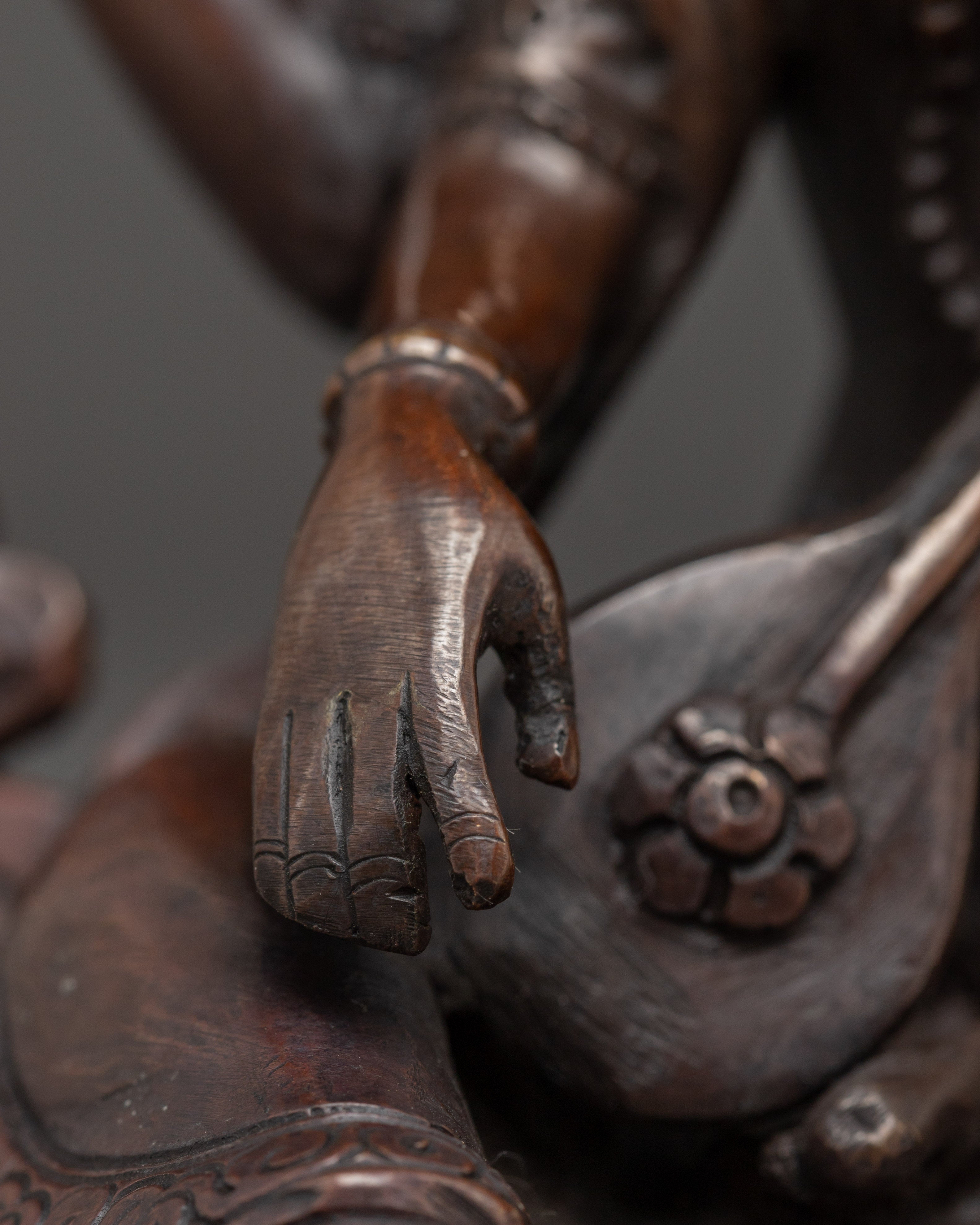 Saraswati Statue in Oxidized Copper | Symbol of Wisdom and Creativity