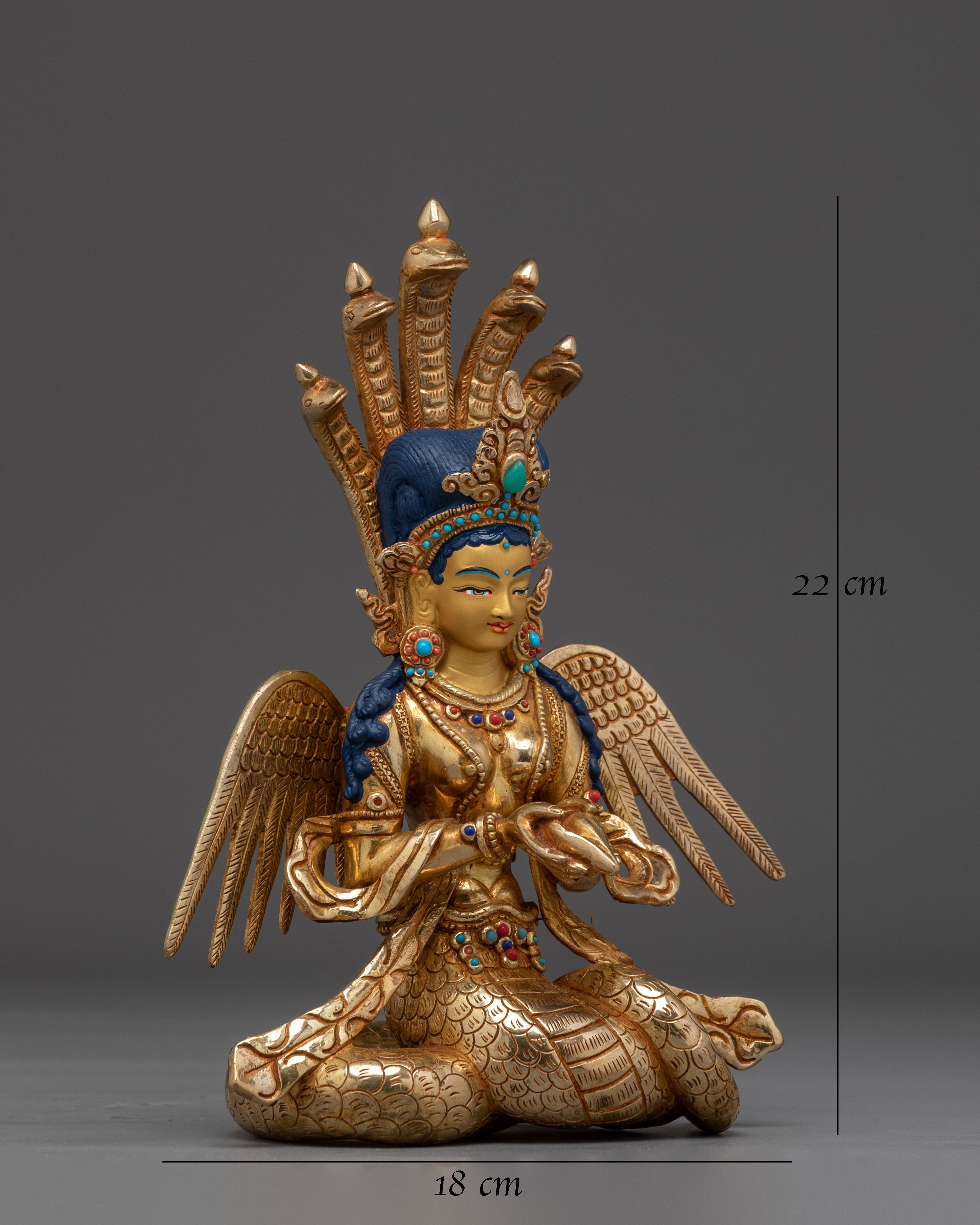 Golden Handmade Naagkanya Statue: Protector of the Esoteric Teachings