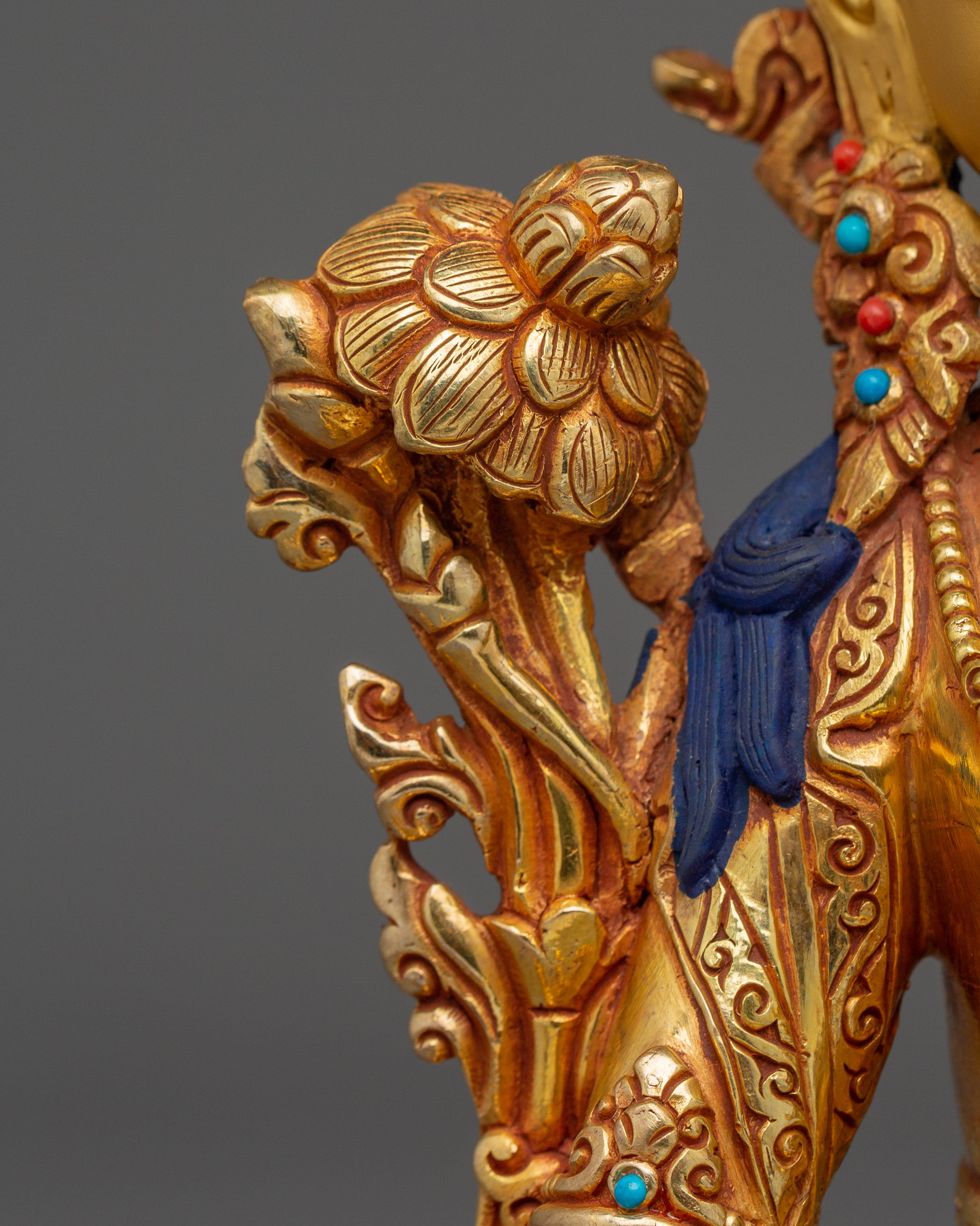 Goddess Green Tara Icon Art | Gold Gilded Himalayan Icon